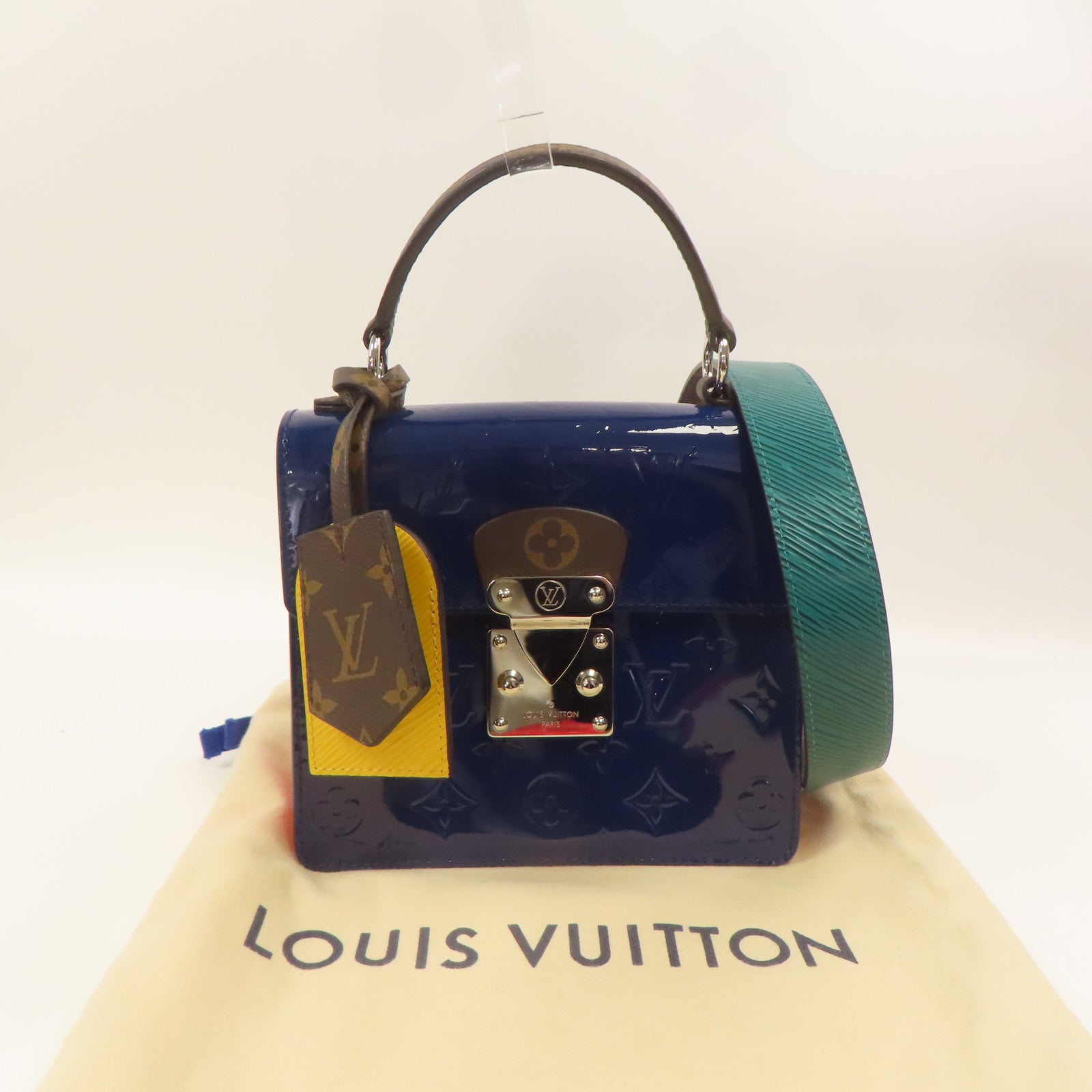 LOUIS VUITTON Epi皮革Spring Street銀扣手挽肩背兩用袋藍色