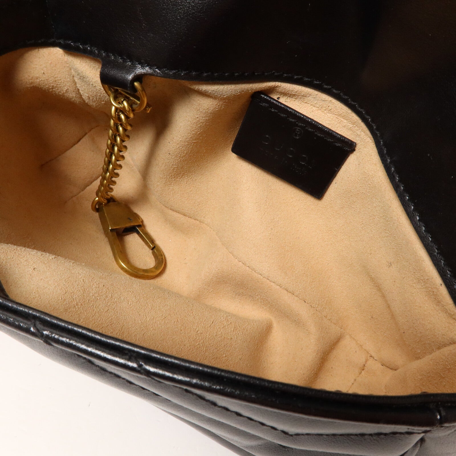 GUCCI 牛皮皮革GG Marmont Super Mini鏈帶肩背袋