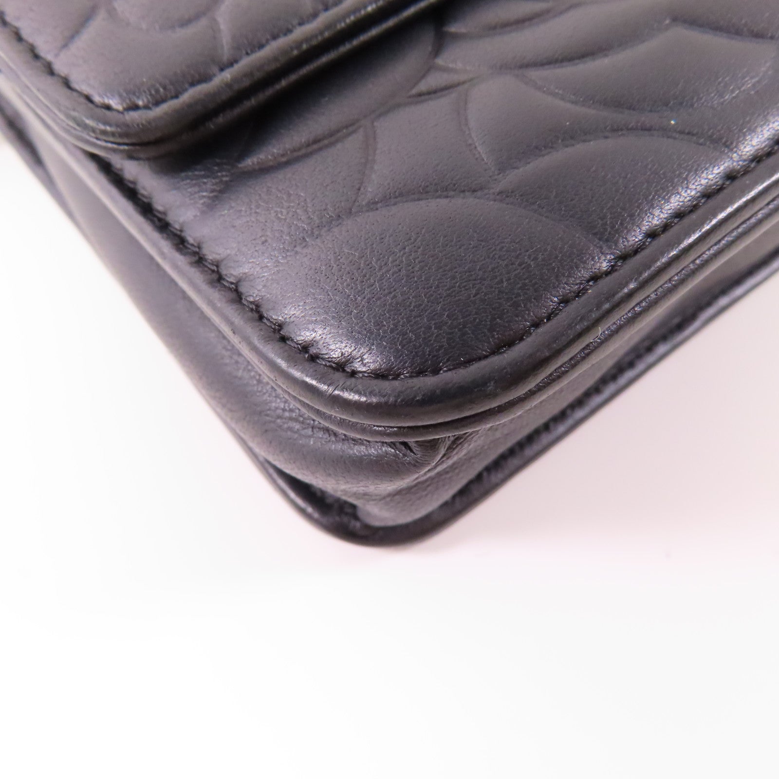 CHANEL CC SHW WOC Wallet On Chain Shoulder Bag Calfskin Leather Black