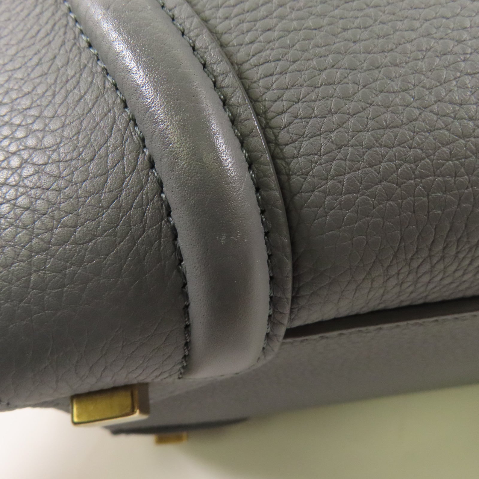 CELINE 牛皮皮革Micro Luggage金扣手挽袋灰色