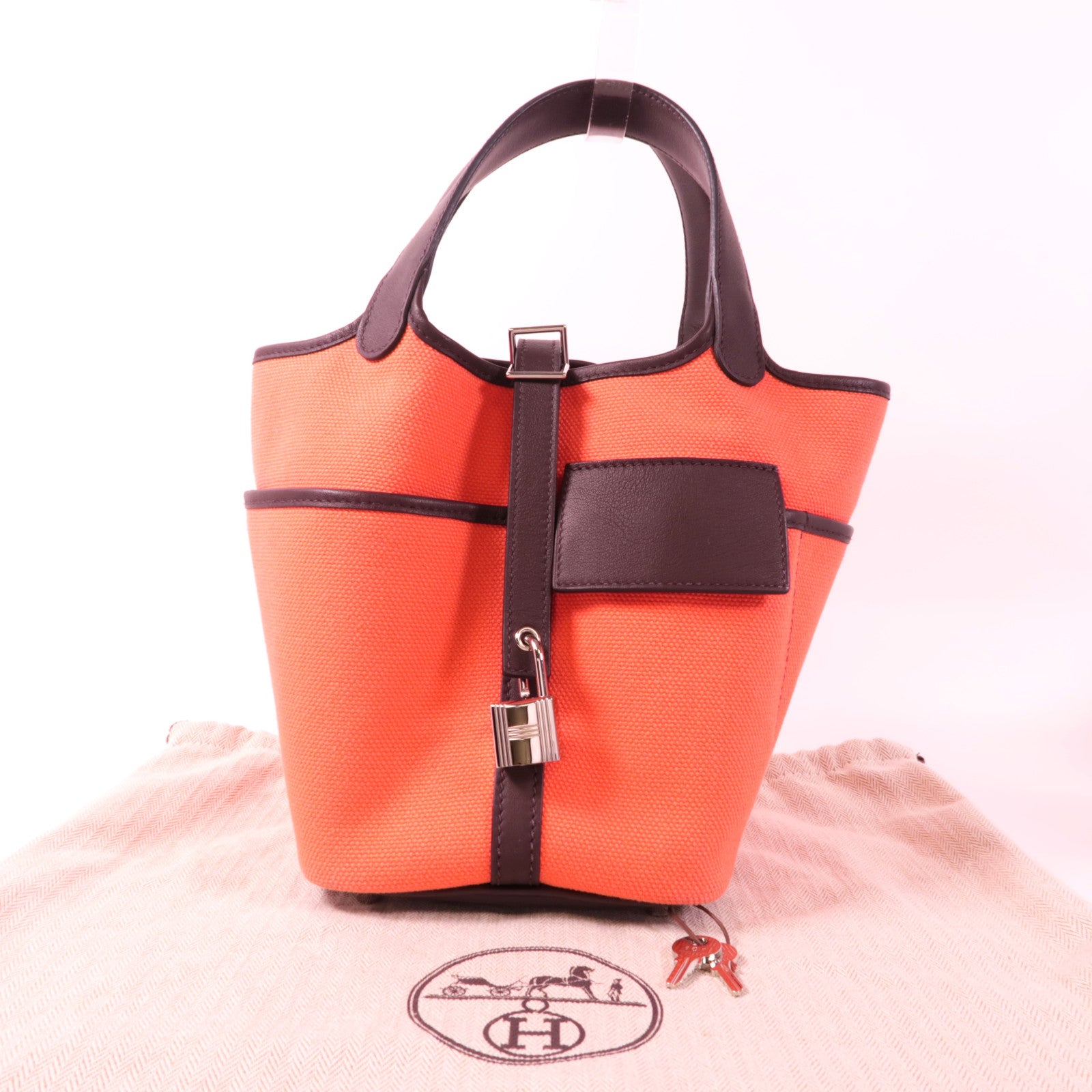HERMES 【激減優惠】帆布Picotin PM Cargo手挽袋OERose Texas