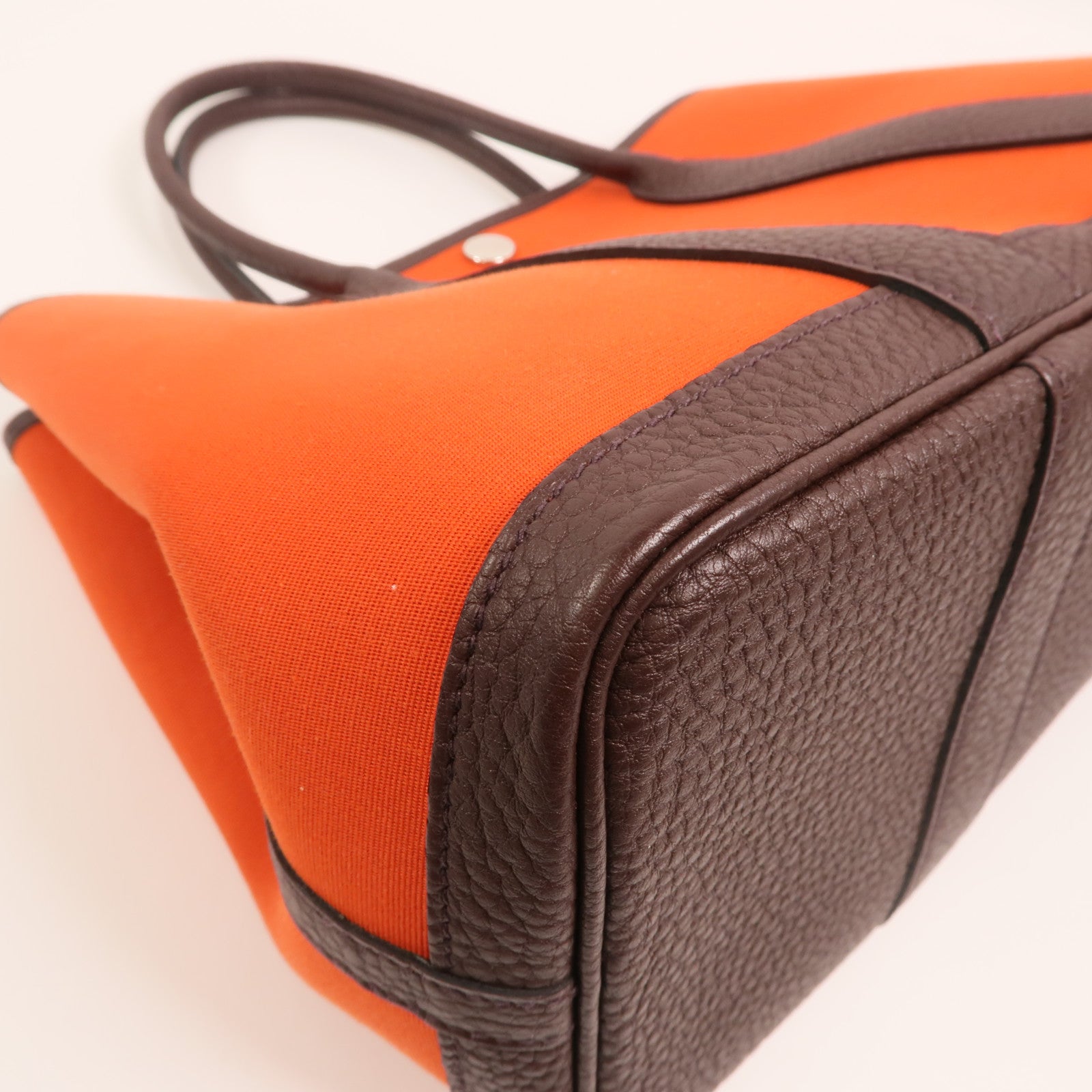 HERMES 帆布Garden Party TPM銀扣手挽袋Cuivre