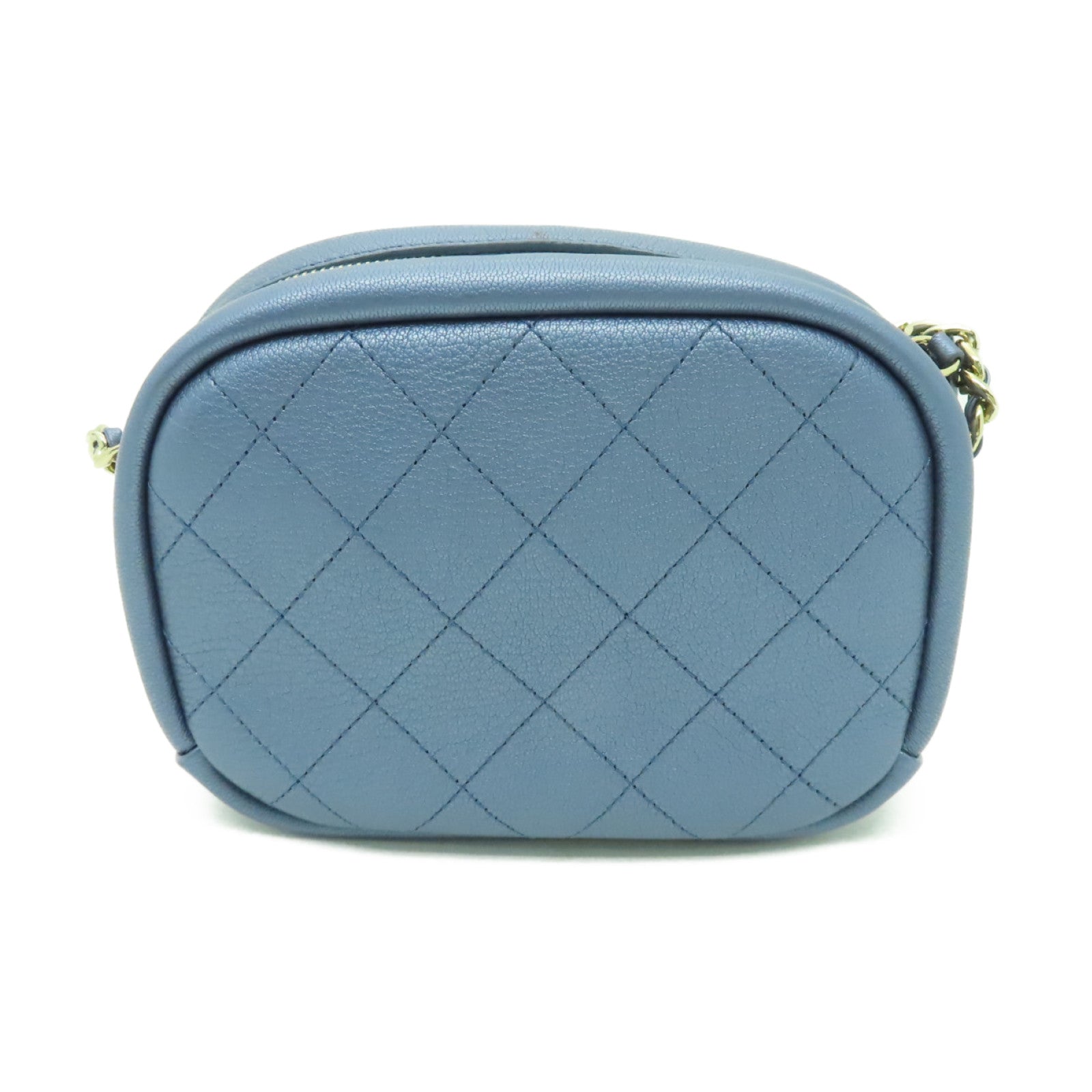 CHANEL 【清倉大減價】皮革Shoulder Bag金扣鏈帶肩背袋淺藍色