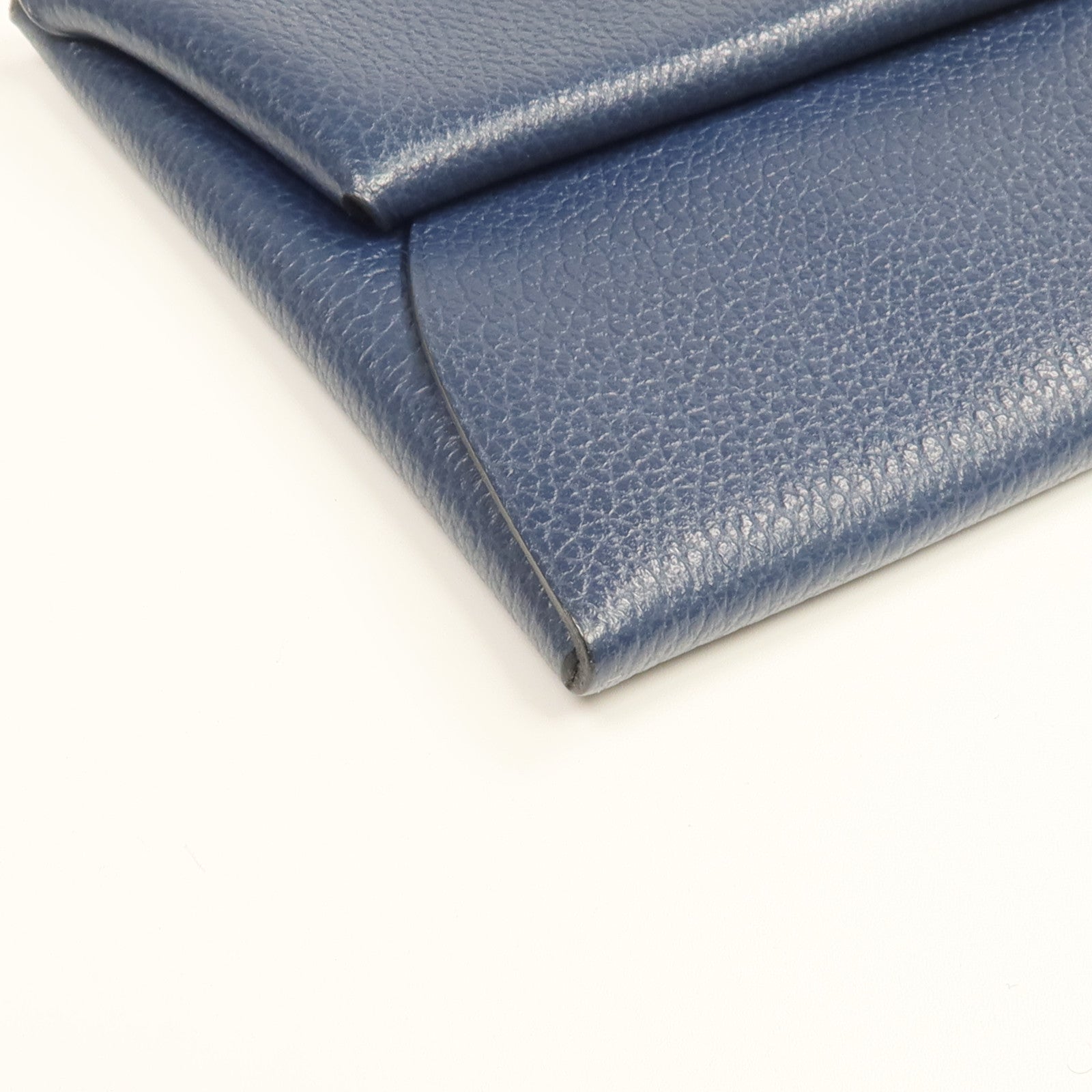HERMES 【激減優惠】Evercolor皮革Bastia銀扣零錢包Bleu Nuit