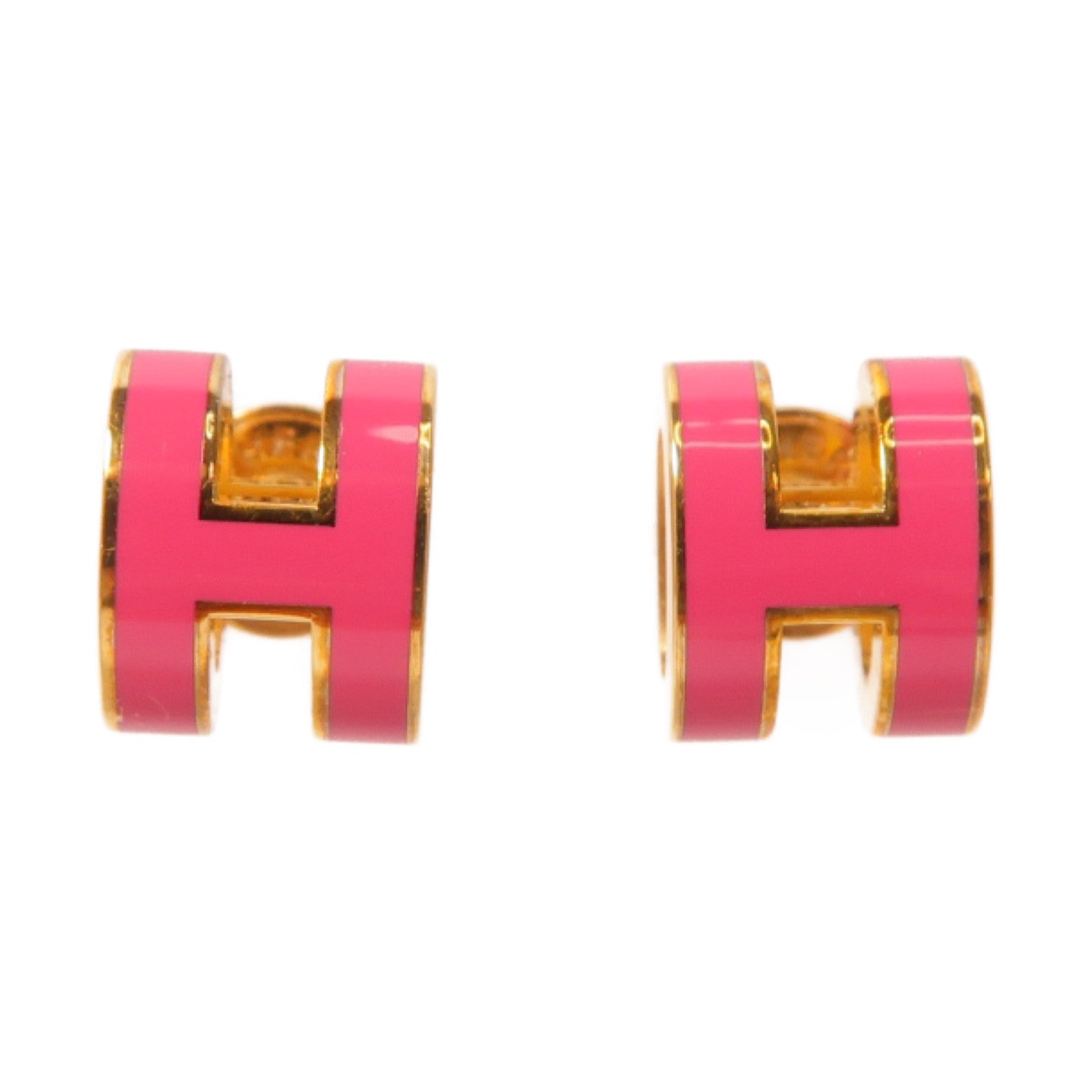 HERMES 金屬Pop H Earrings耳環粉紅色/金色