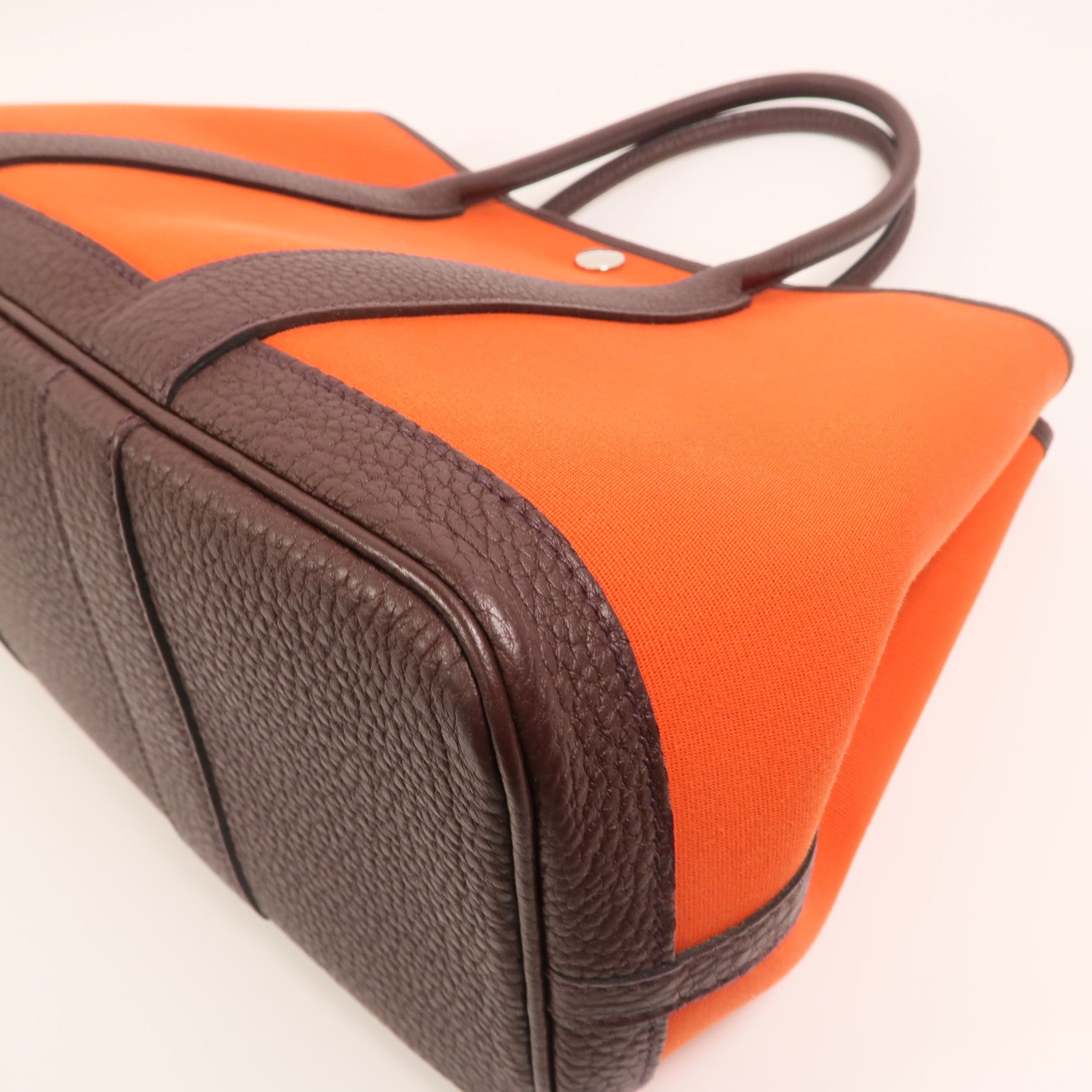 HERMES 帆布Garden Party TPM銀扣手挽袋Cuivre