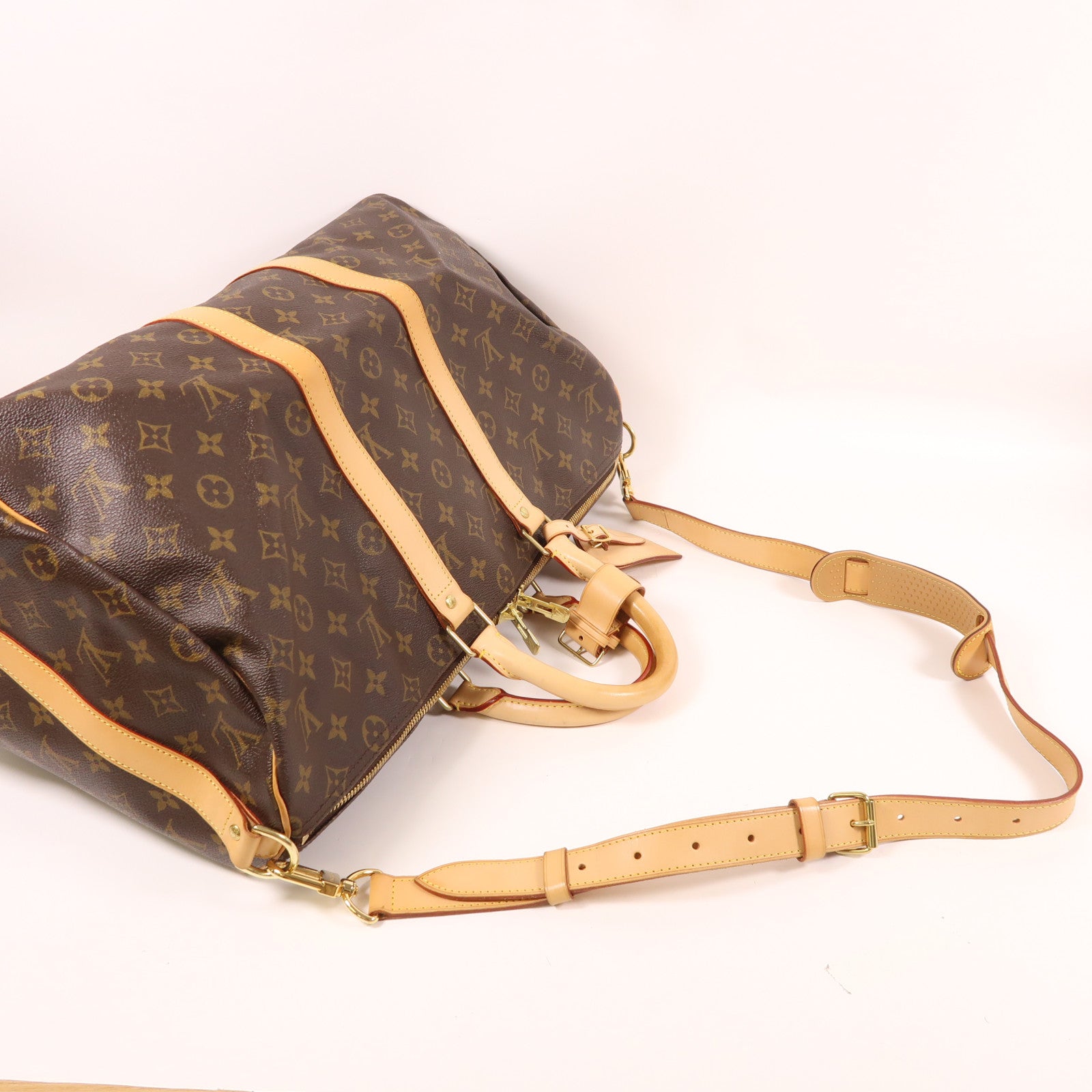 LOUIS VUITTON Monogram Keepall Bandouliere 45金扣手挽肩背兩用袋啡色
