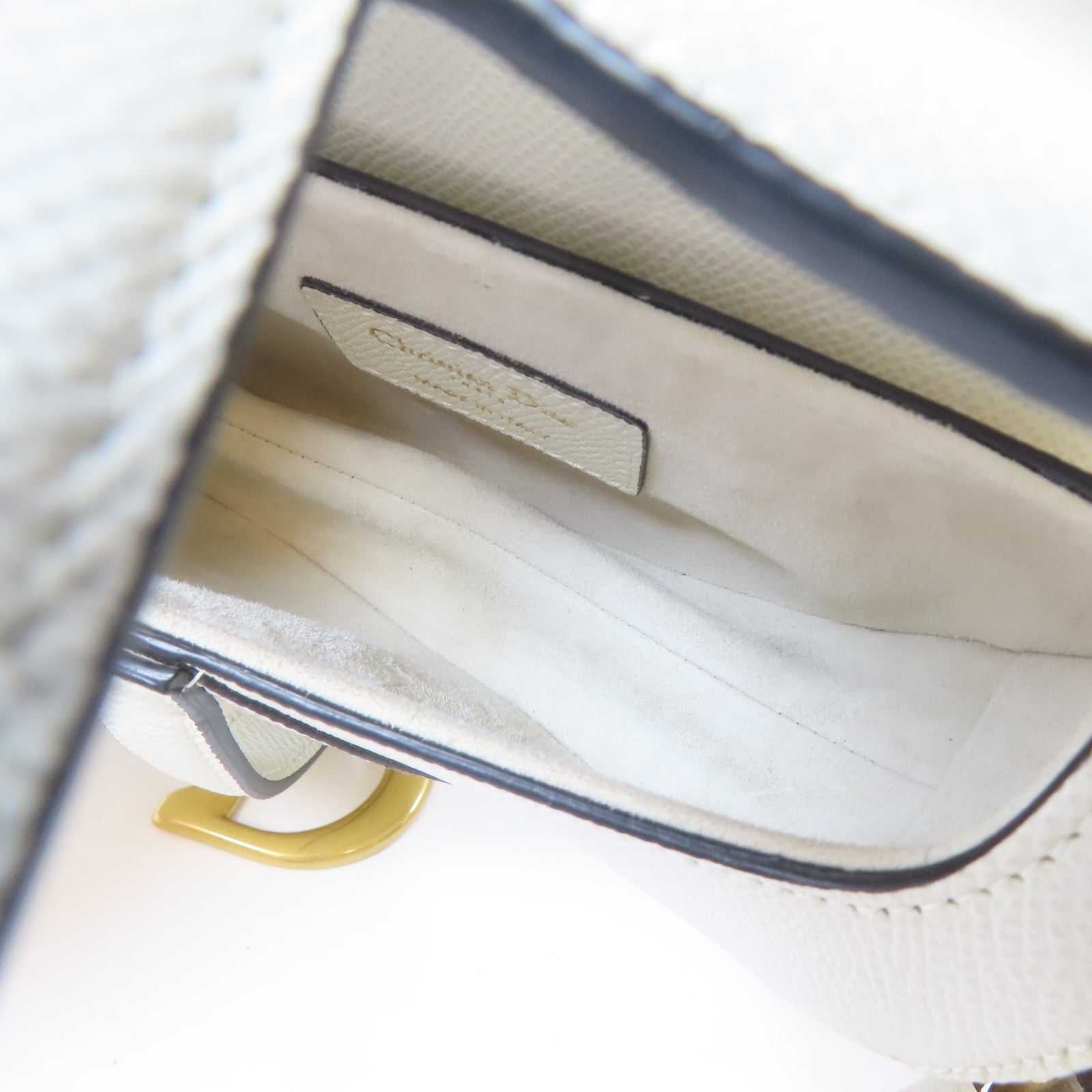 Dior 【激減優惠】牛皮皮革Mini Saddle Bag金扣手挽肩背兩用袋白色