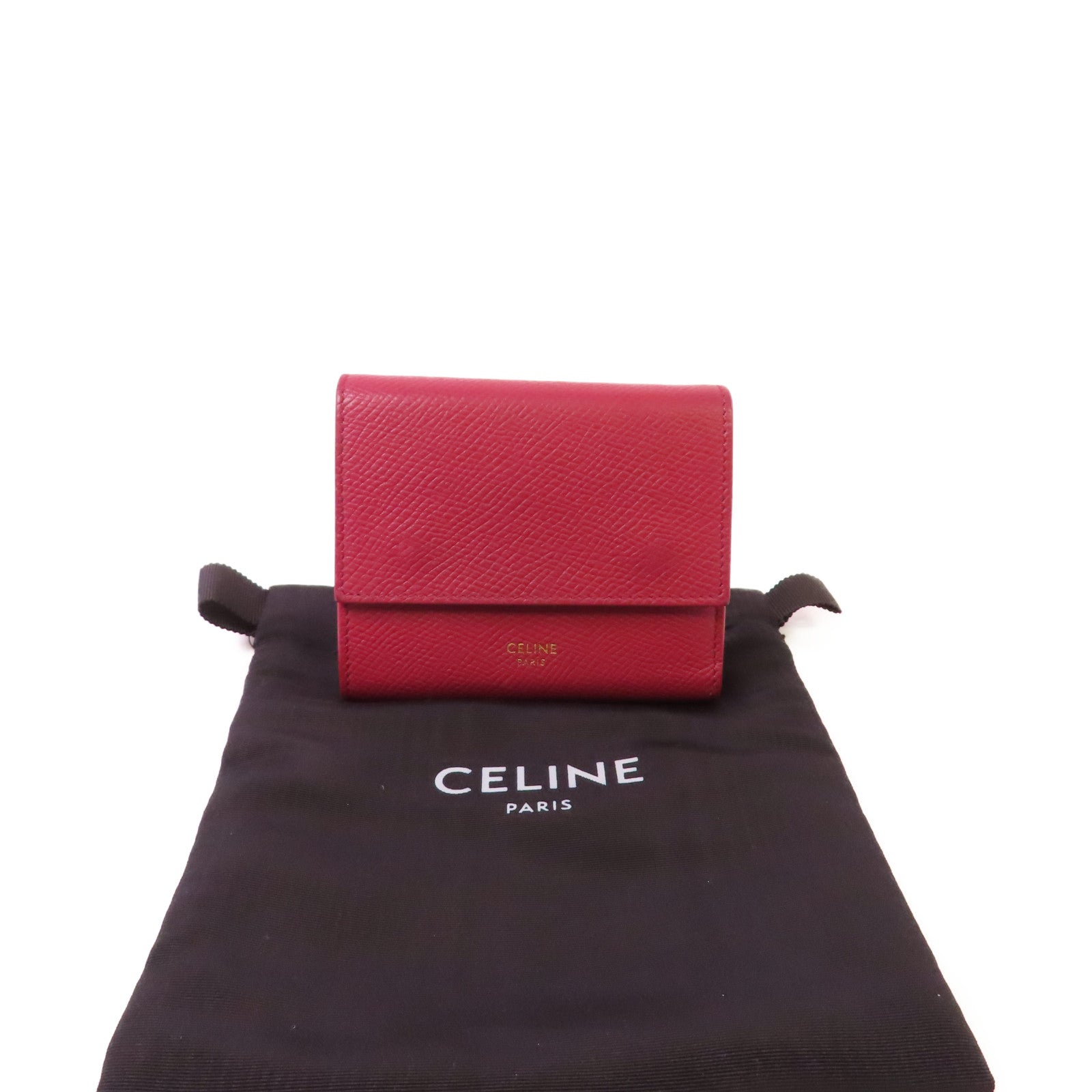 CELINE 【激減優惠】牛皮皮革Short Wallet短錢包酒紅色