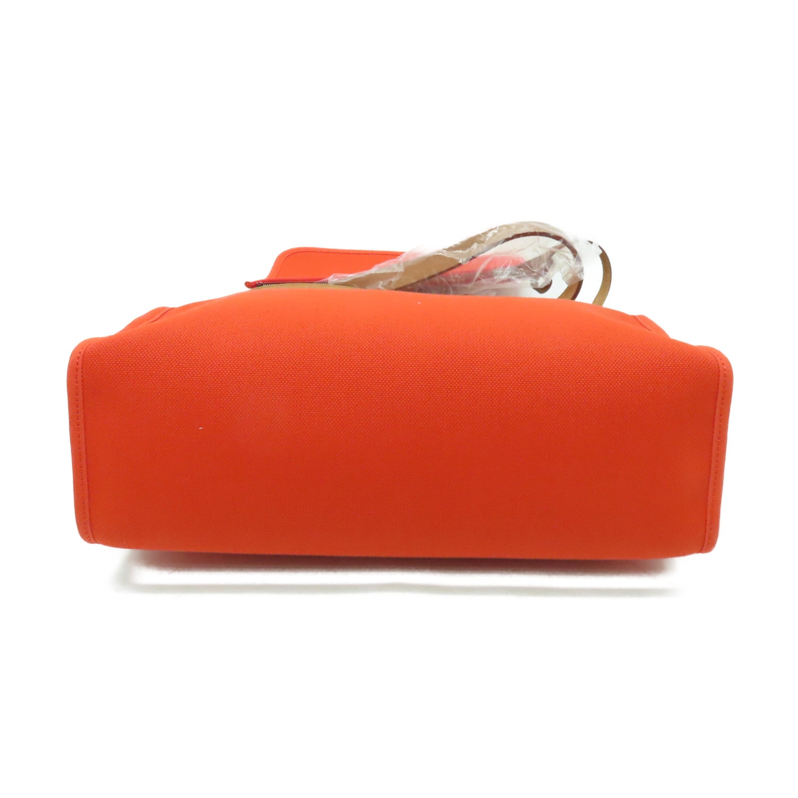 HERMES 【清倉大減價】帆布/皮革Herbag PM銀扣手挽肩背兩用袋罌粟橙色/經典駝色