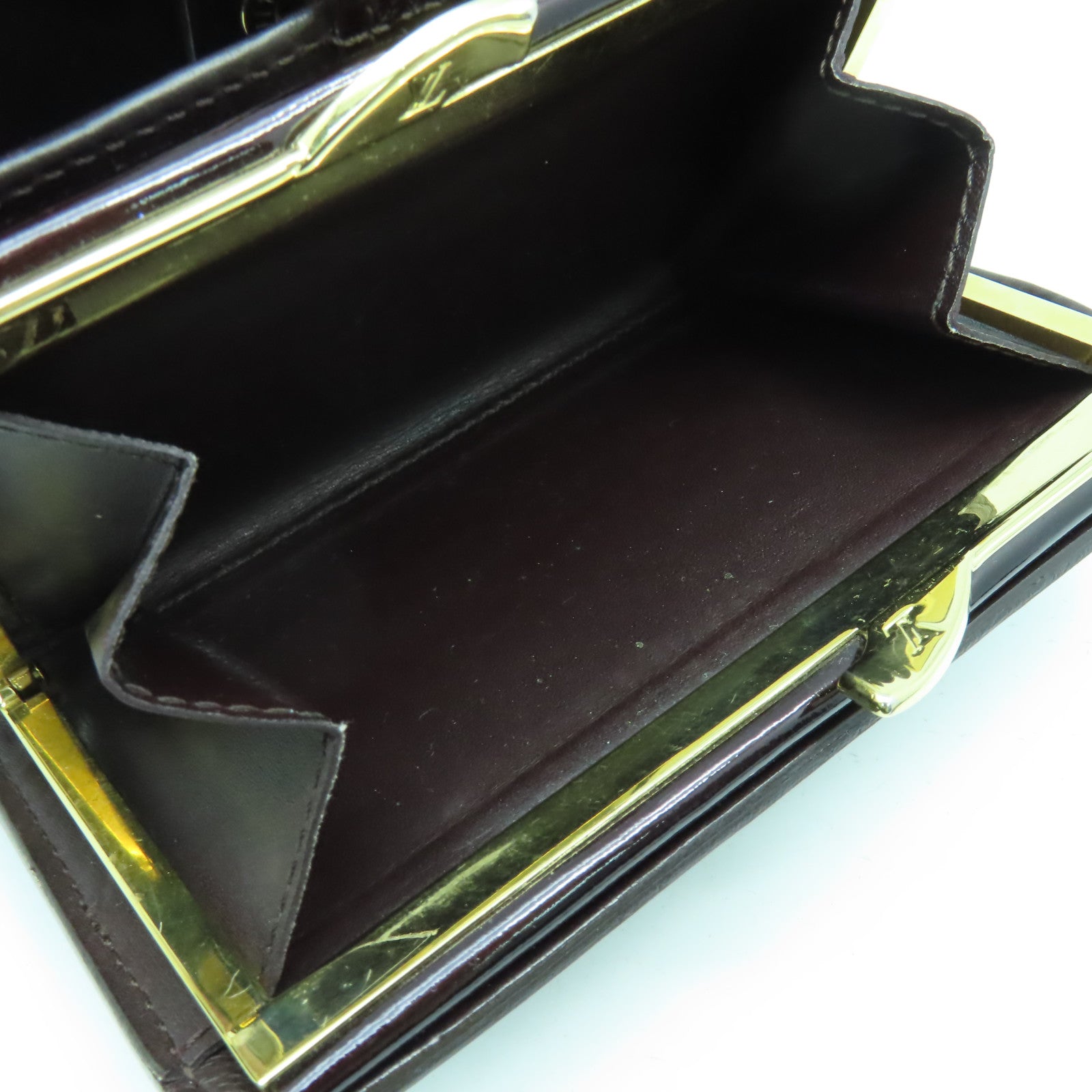 LOUIS VUITTON 【激減優惠】Monogram Vernis Wallet金扣錢包酒紅色