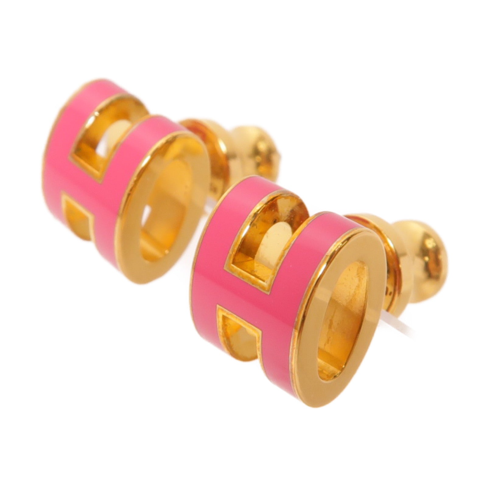 HERMES 金屬Pop H Earrings耳環粉紅色/金色