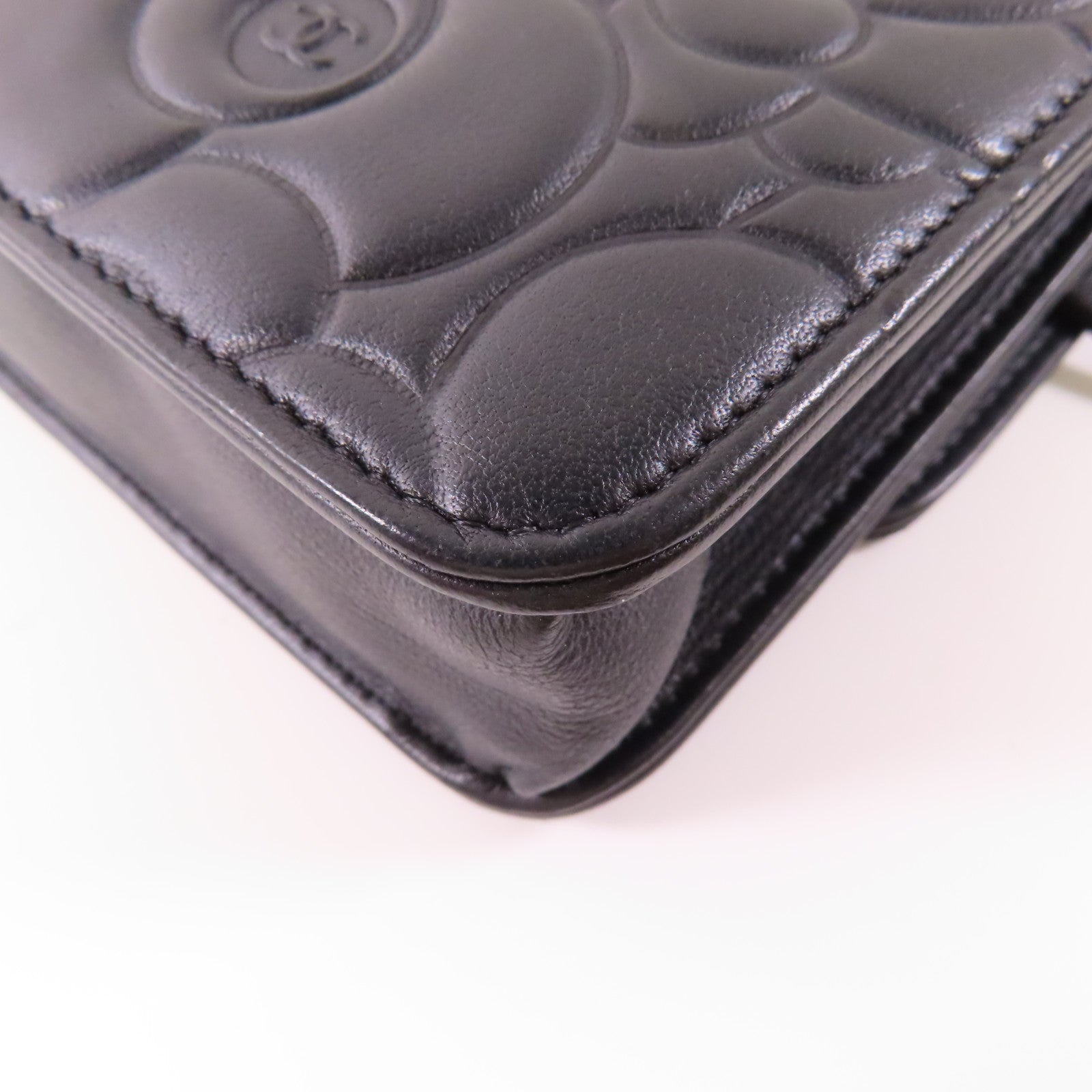 CHANEL CC SHW WOC Wallet On Chain Shoulder Bag Calfskin Leather Black