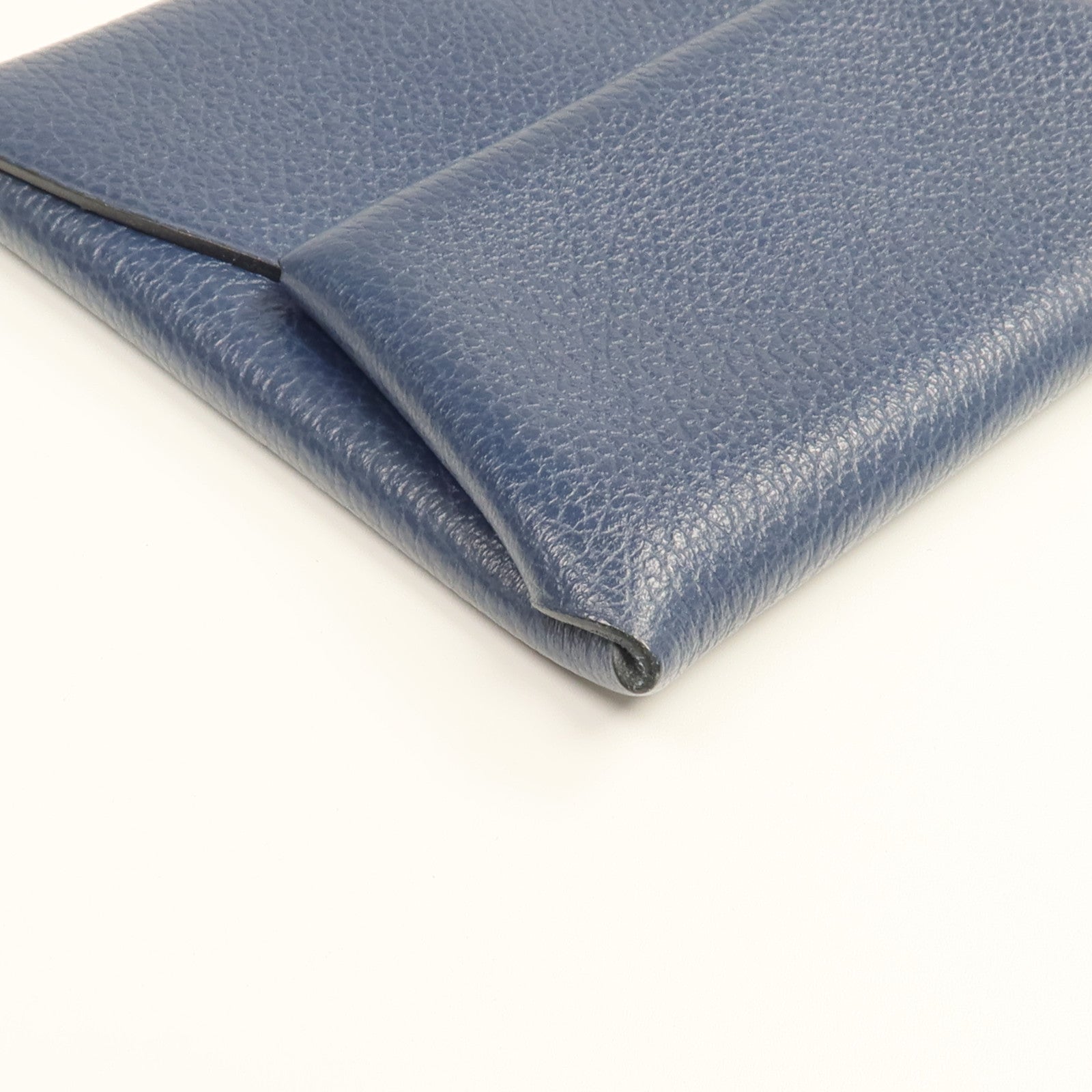 HERMES 【激減優惠】Evercolor皮革Bastia銀扣零錢包Bleu Nuit
