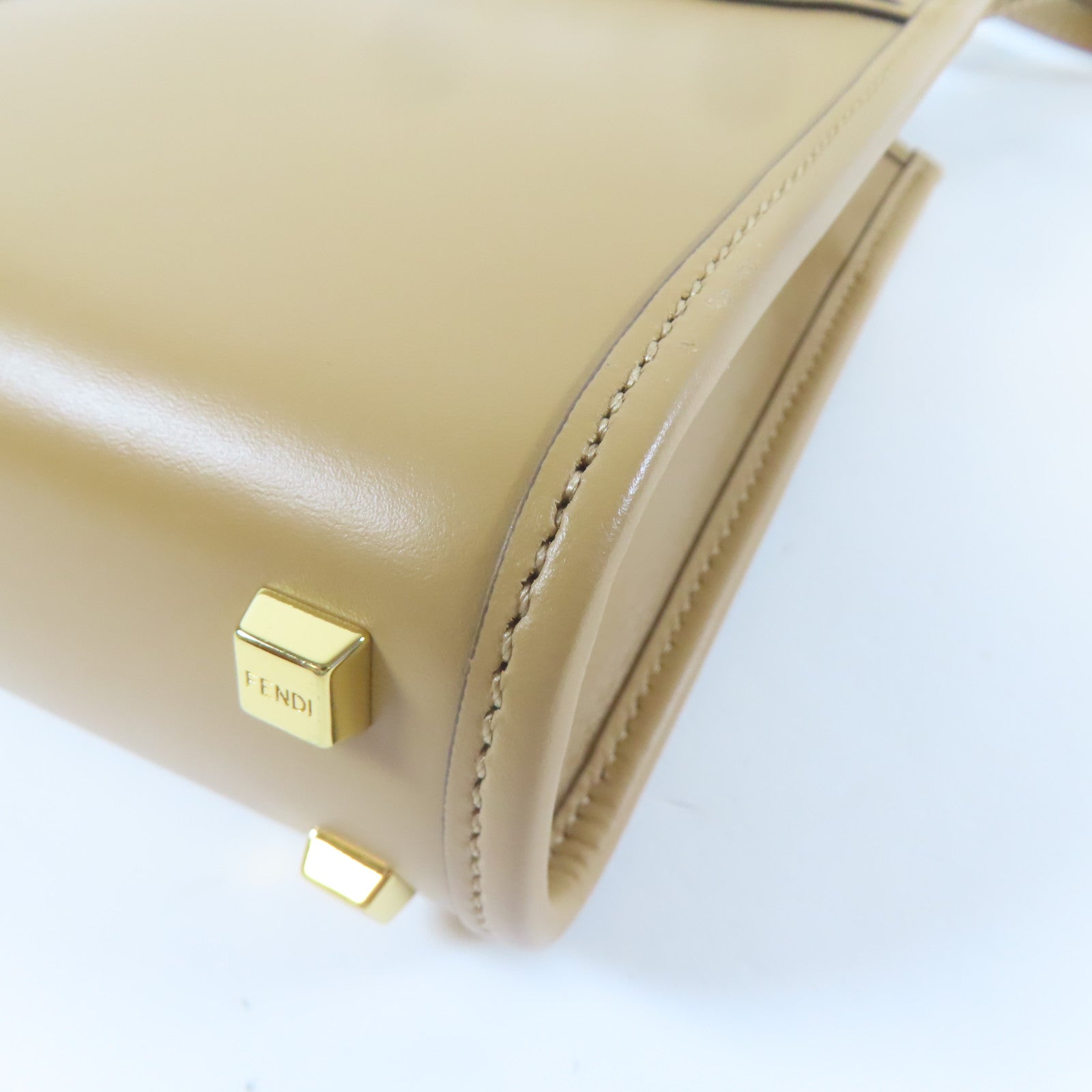 FENDI 【激減優惠】牛皮皮革Mini Sunshine金扣手挽肩背兩用袋啡色