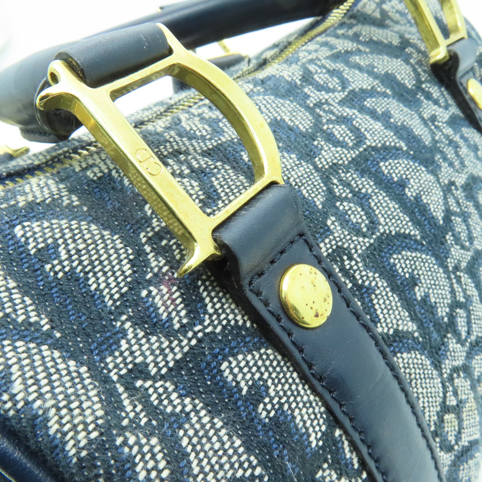Dior 帆布Hand Bag金扣手挽袋藍色