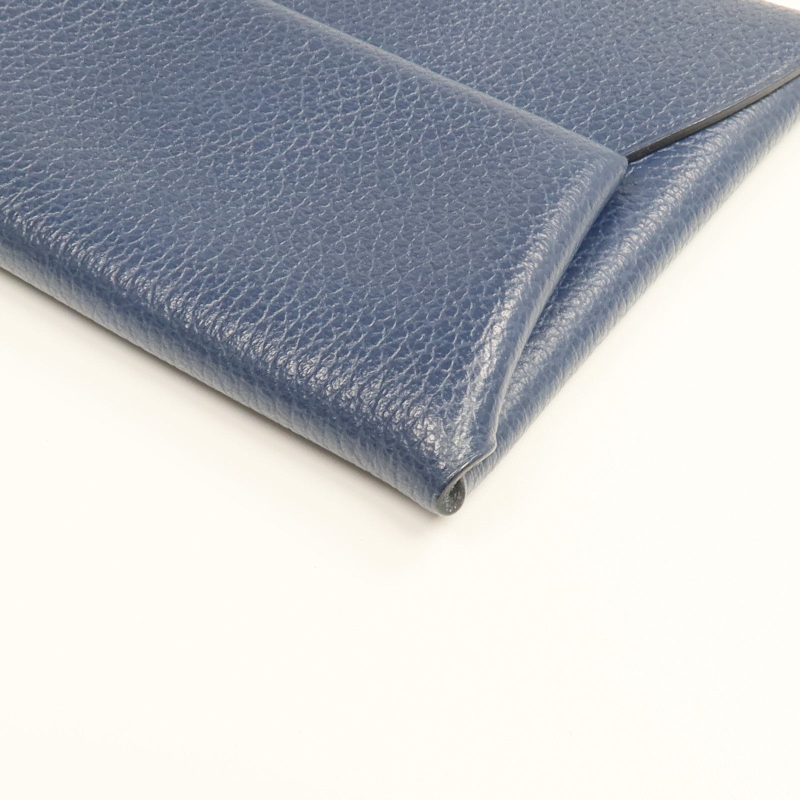 HERMES 【激減優惠】Evercolor皮革Bastia銀扣零錢包Bleu Nuit