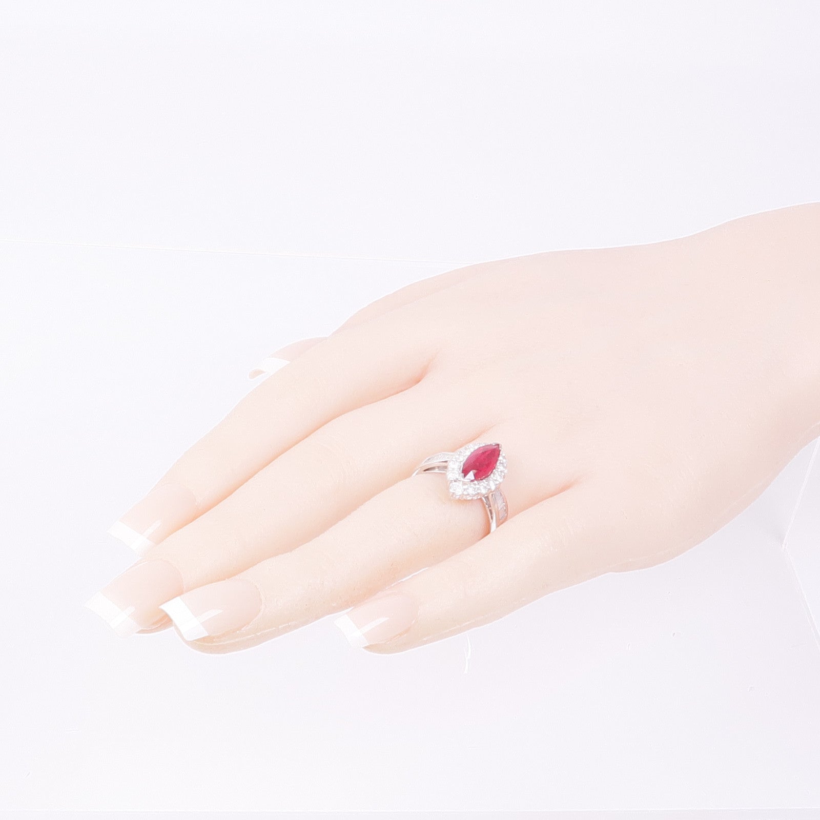 JEWELRY 【激減優惠】18K白金Ruby Diamond Ring紅寶石/鑽石戒指US#7.25