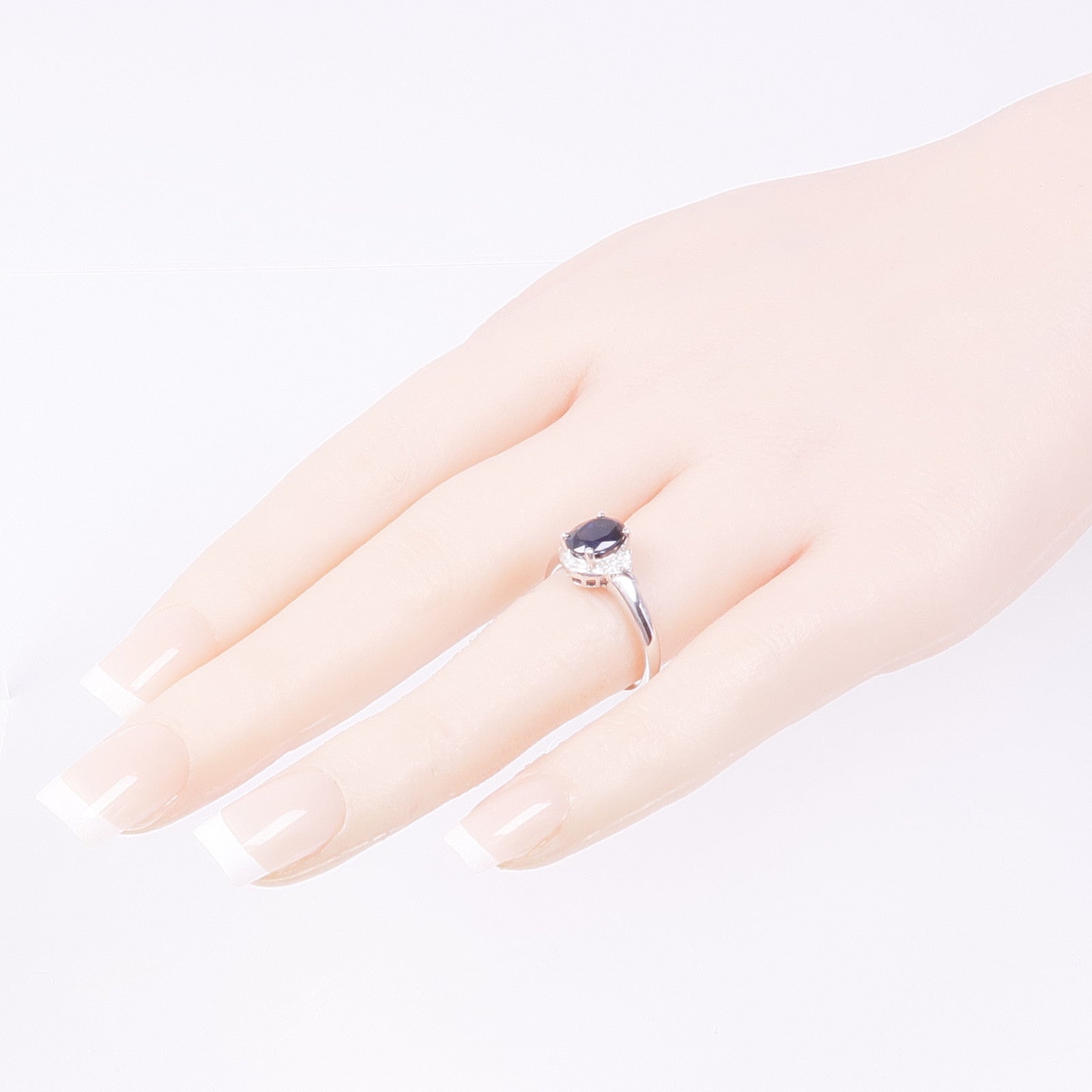 JEWELRY 18K白金Sapphire Diamond Ring藍寶石/鑽石戒指US#7.25