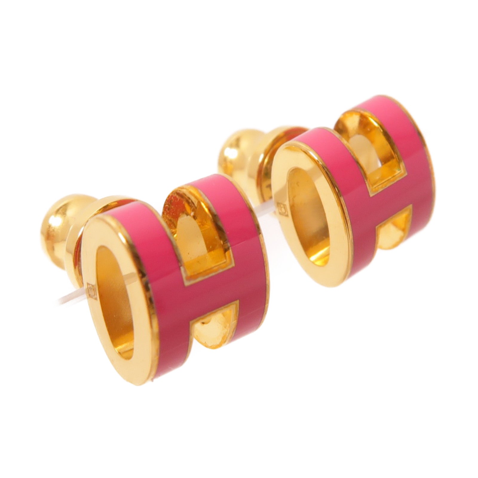 HERMES 金屬Pop H Earrings耳環粉紅色/金色