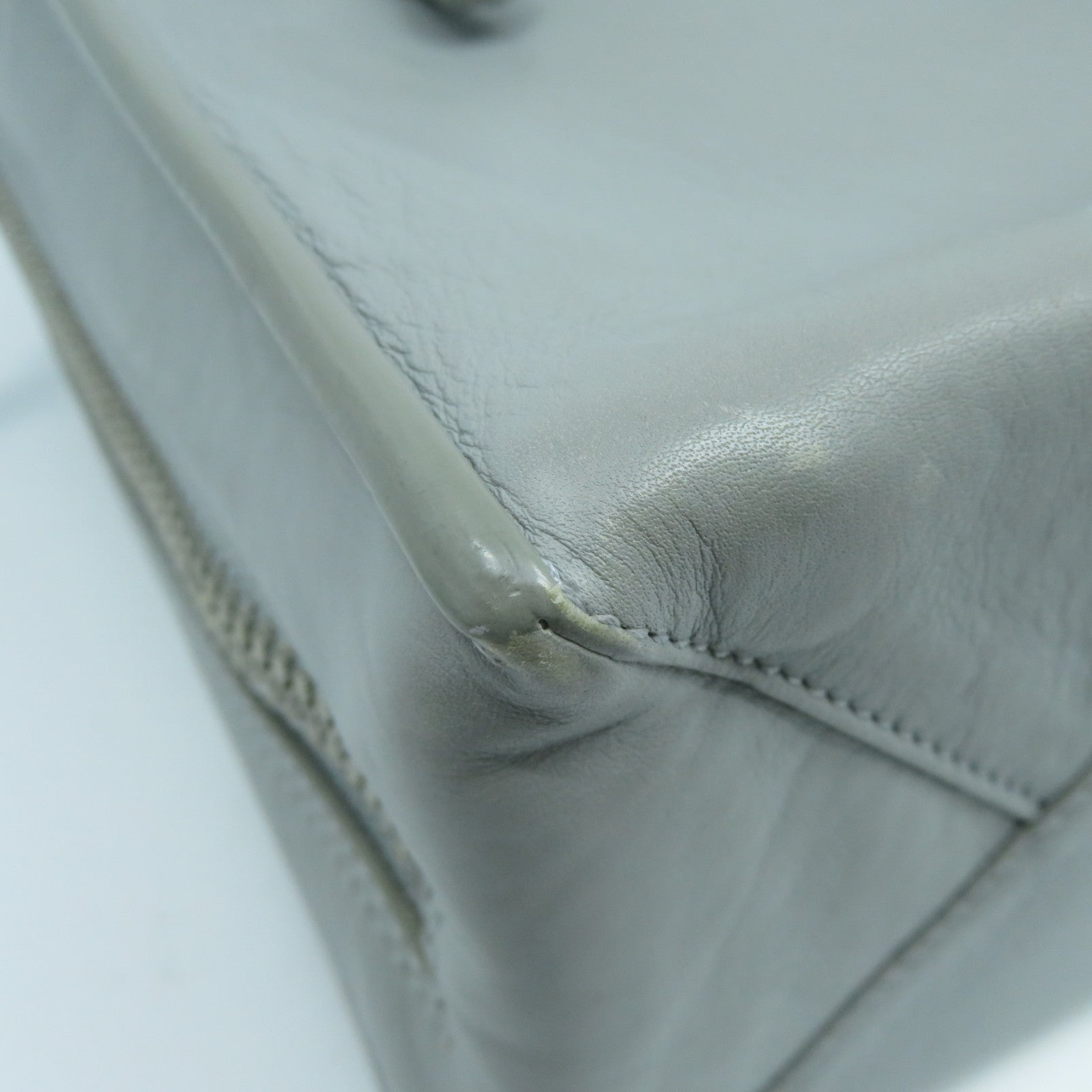 BALENCIAGA 【激減優惠】羊皮皮革Mini Zip Papier銀扣手挽肩背兩用袋灰色
