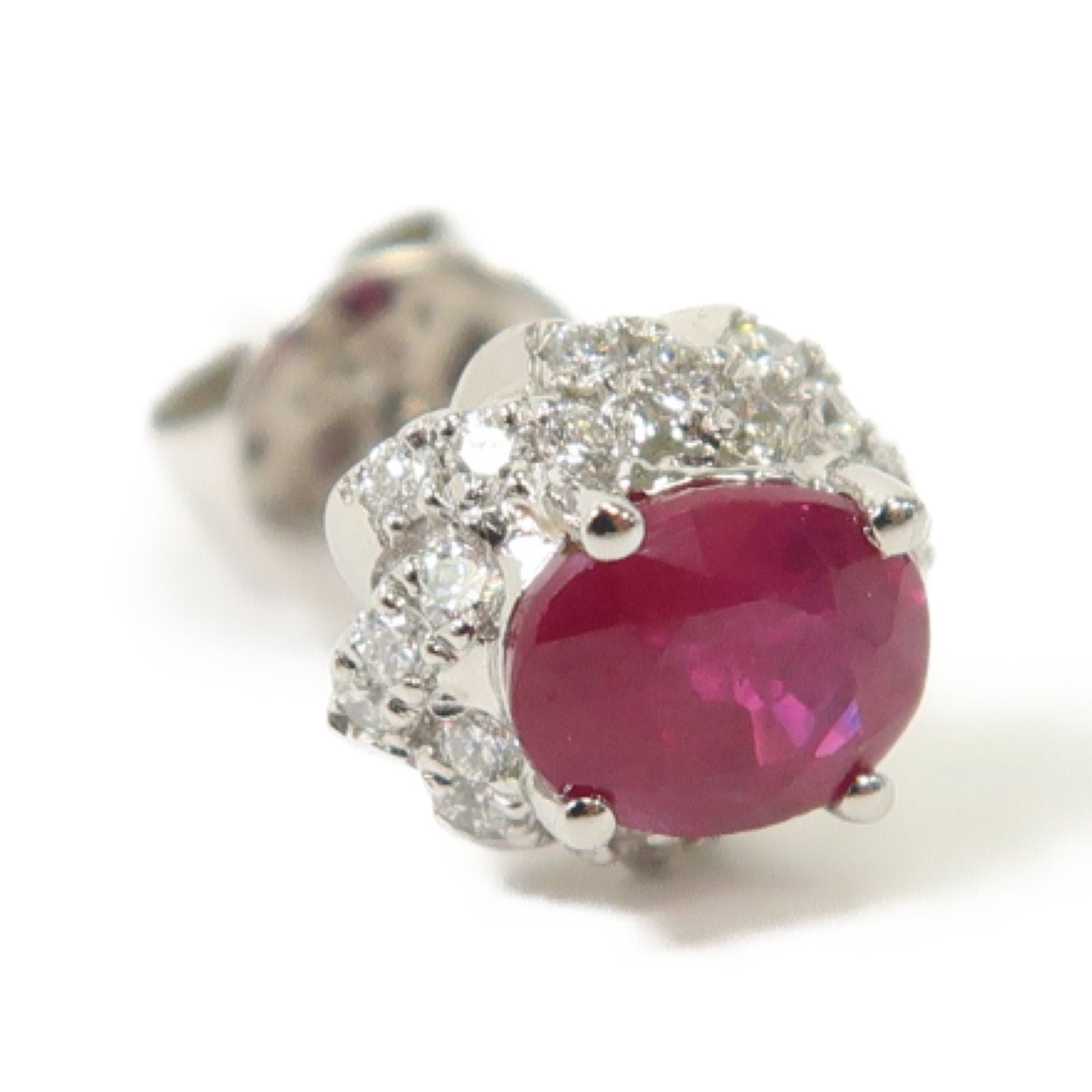 JEWELRY 【激減優惠】18K白金Ruby Diamond Earrings 0.86ct紅寶石/0.18ct鑽石耳環紅色/銀色