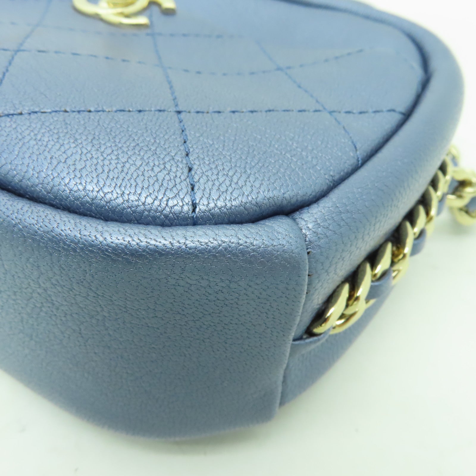 CHANEL 【清倉大減價】皮革Shoulder Bag金扣鏈帶肩背袋淺藍色