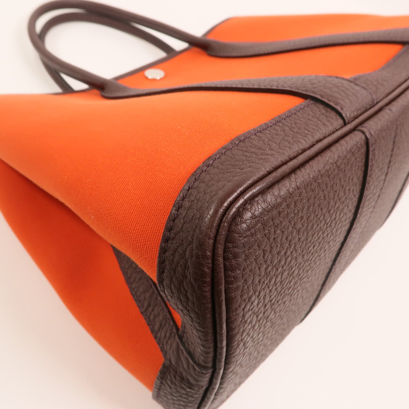 HERMES 帆布Garden Party TPM銀扣手挽袋Cuivre