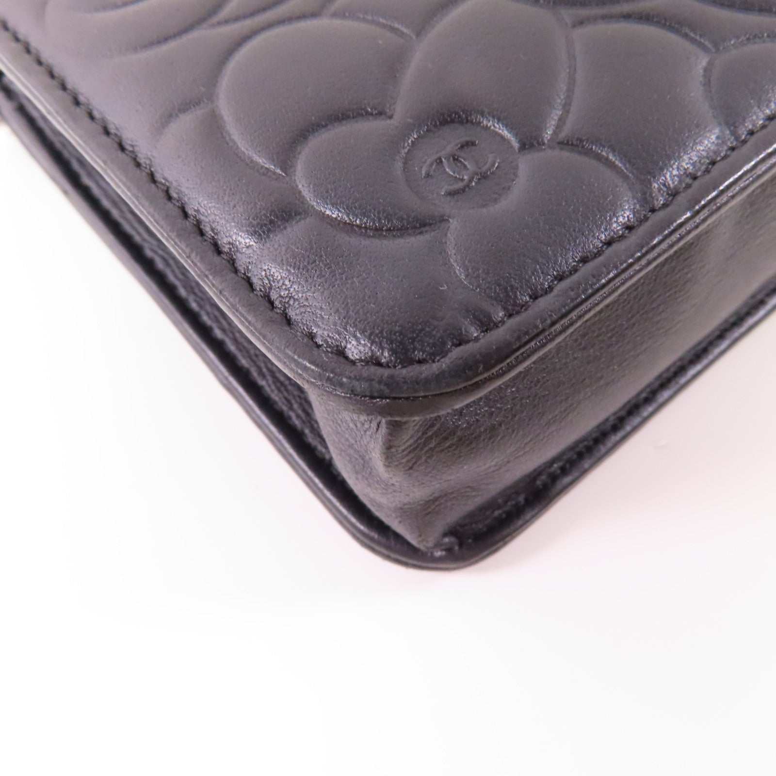 CHANEL CC SHW WOC Wallet On Chain Shoulder Bag Calfskin Leather Black