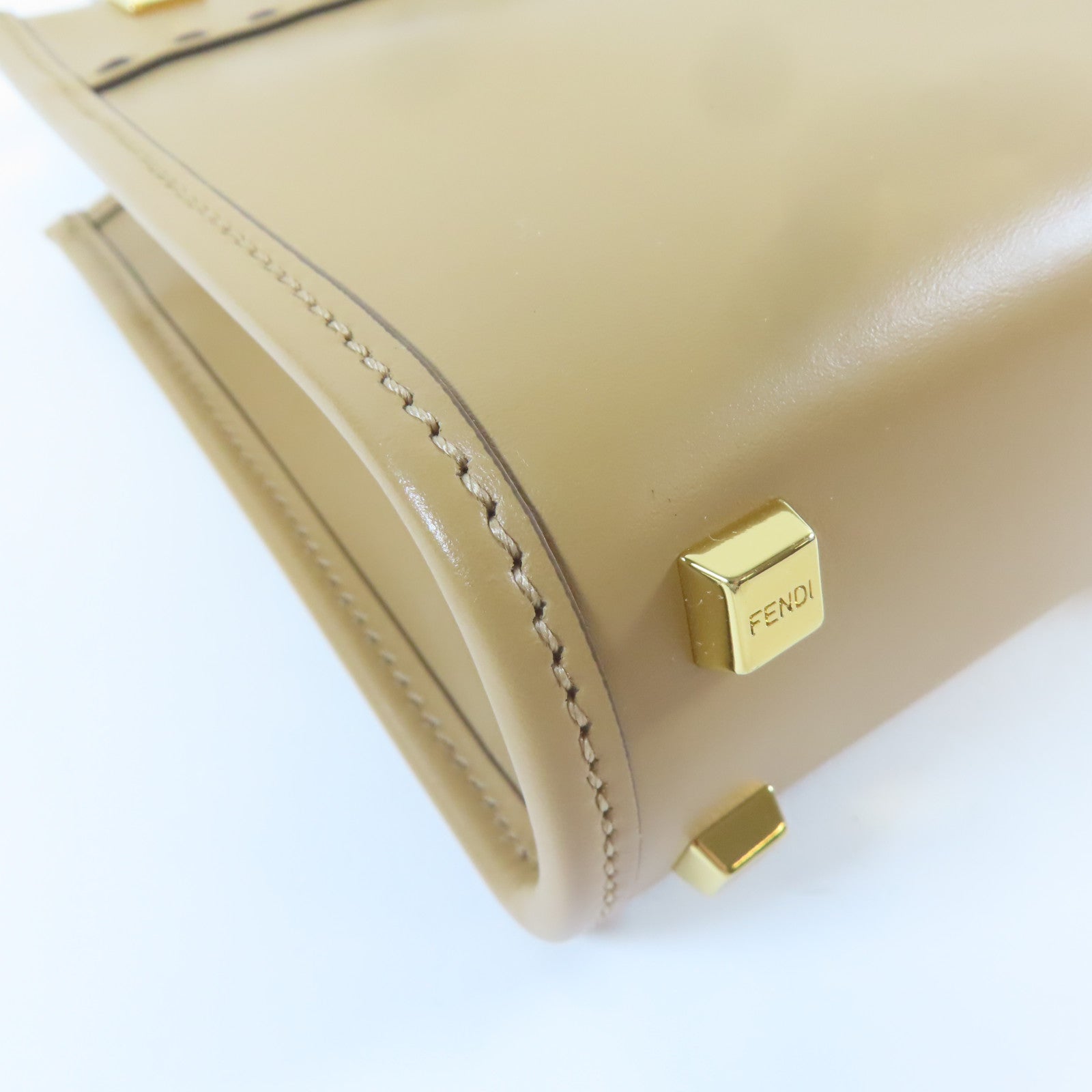 FENDI 【激減優惠】牛皮皮革Mini Sunshine金扣手挽肩背兩用袋啡色