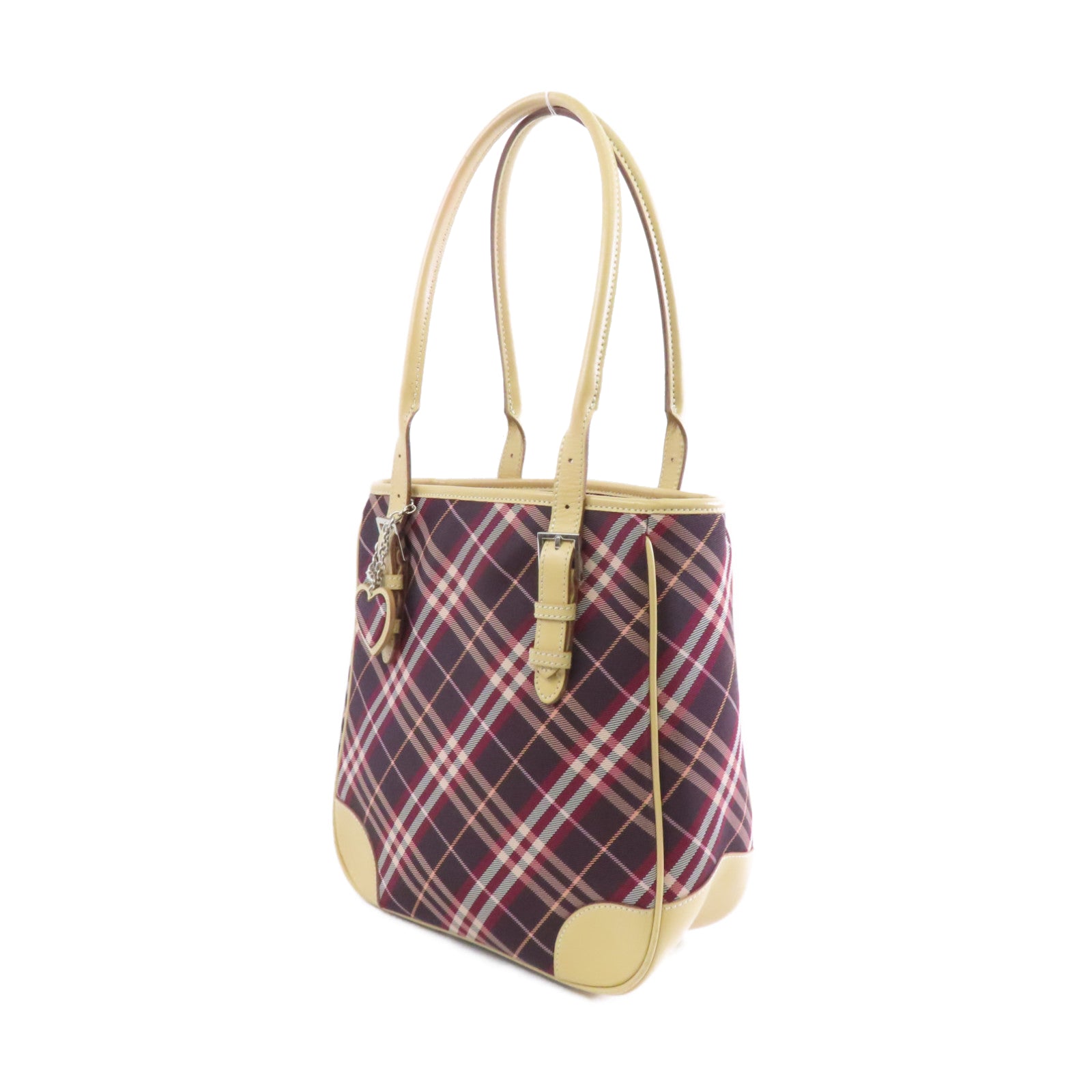 BURBERRY BLUE LABEL 帆布Shoulder Bag銀扣肩背袋紅色/啡色