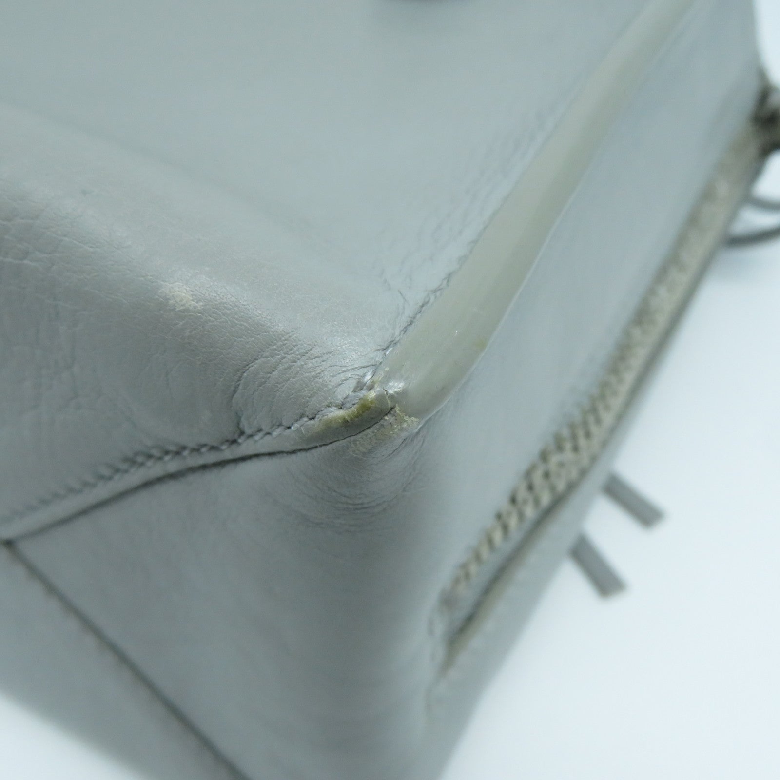 BALENCIAGA 【激減優惠】羊皮皮革Mini Zip Papier銀扣手挽肩背兩用袋灰色