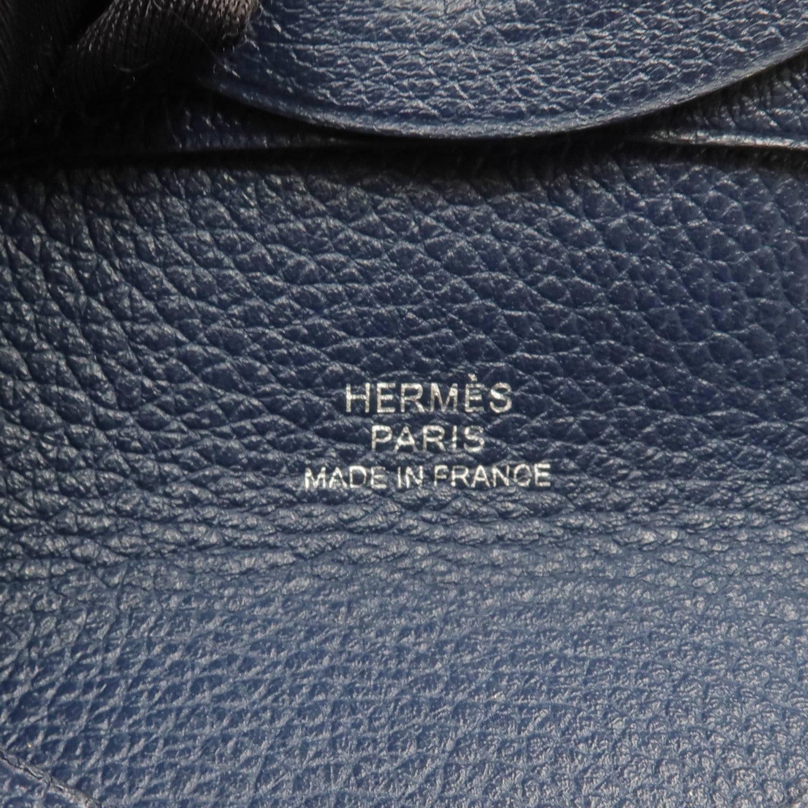 HERMES 【激減優惠】Evercolor皮革Bastia銀扣零錢包Bleu Nuit