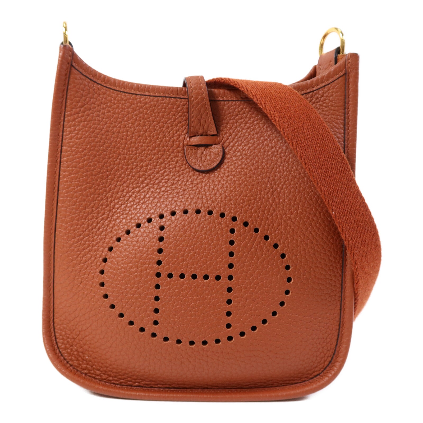 HERMES Clemence皮革Evelyne TPM金扣肩背袋Cuivre