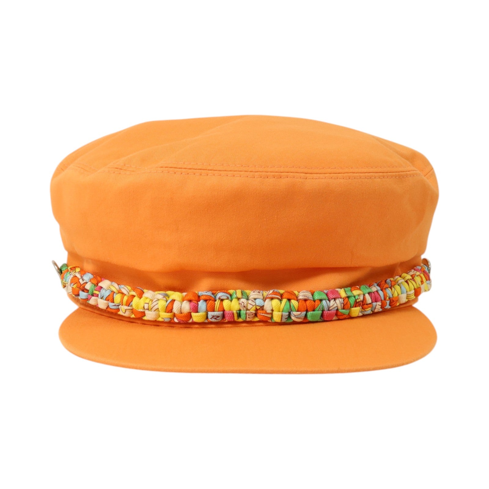 HERMES 棉質Deauville Glenan Cap帽子Orange