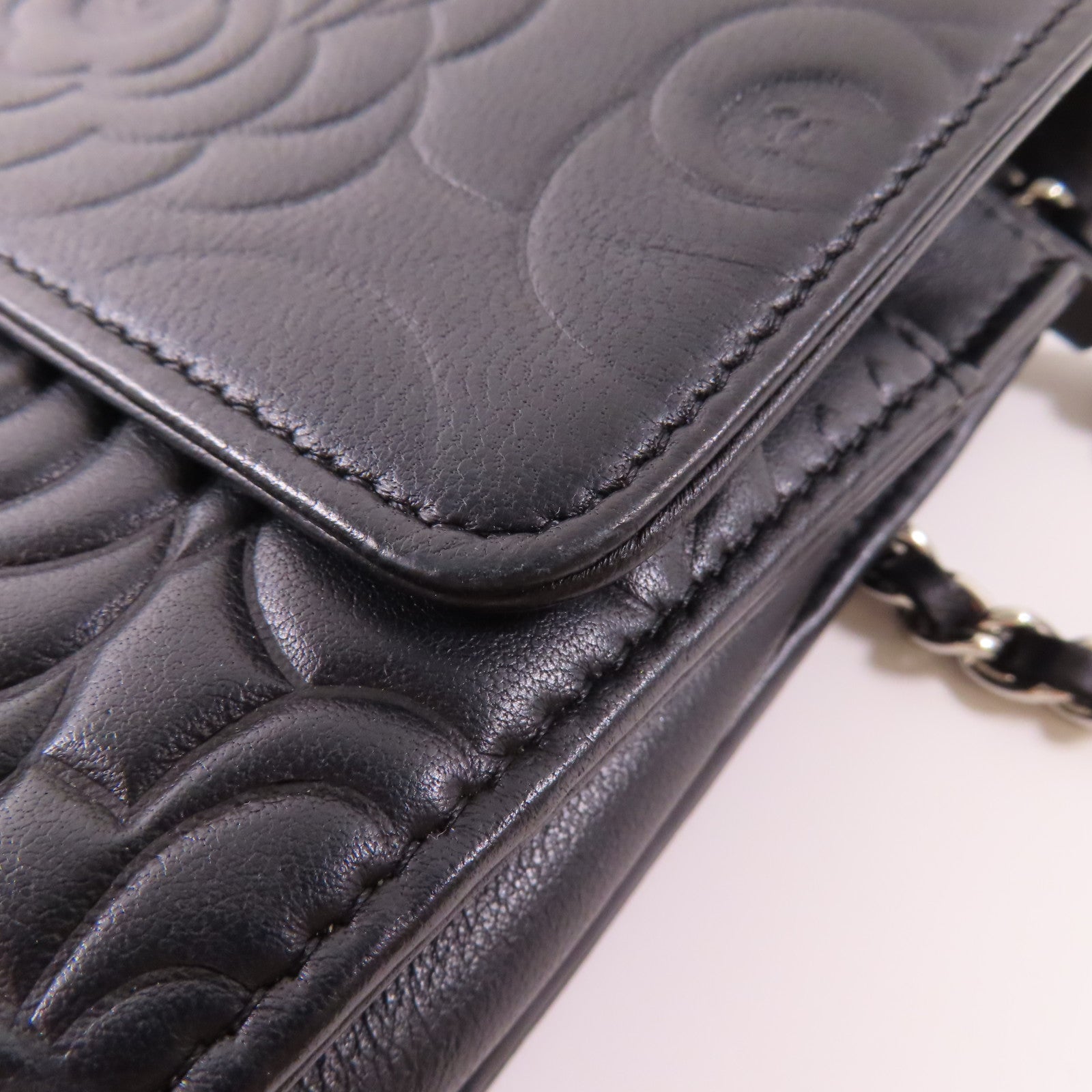CHANEL CC SHW WOC Wallet On Chain Shoulder Bag Calfskin Leather Black