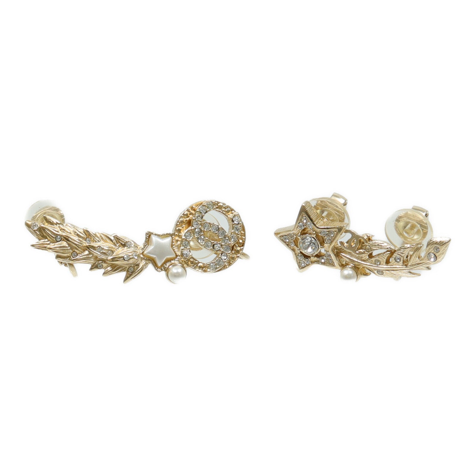 CHANEL 金屬/水晶/樹脂Shooting Star CC Logo Ear Cuffs耳環