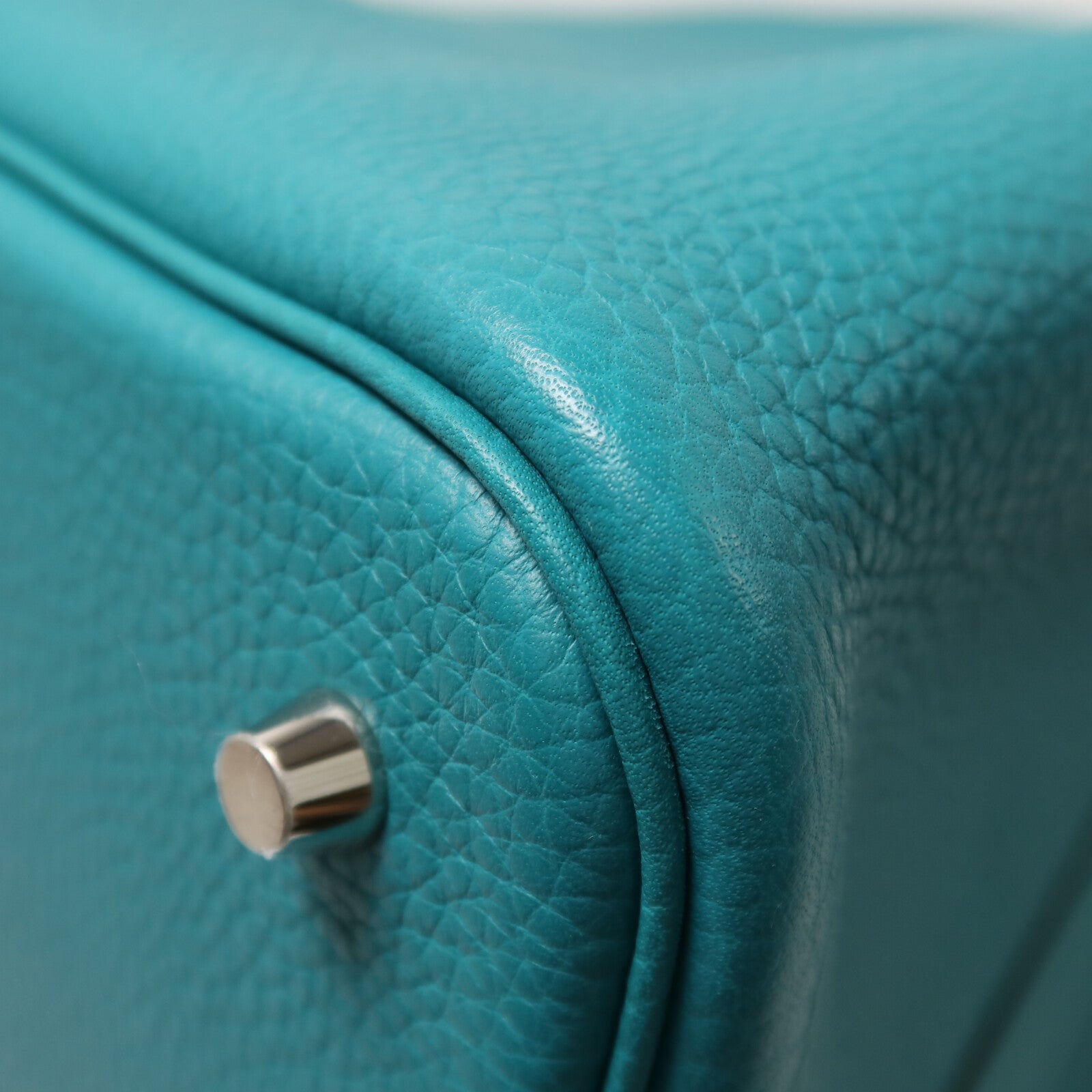 HERMES Clemence皮革Picotin MM銀扣手挽袋Bleu Paon