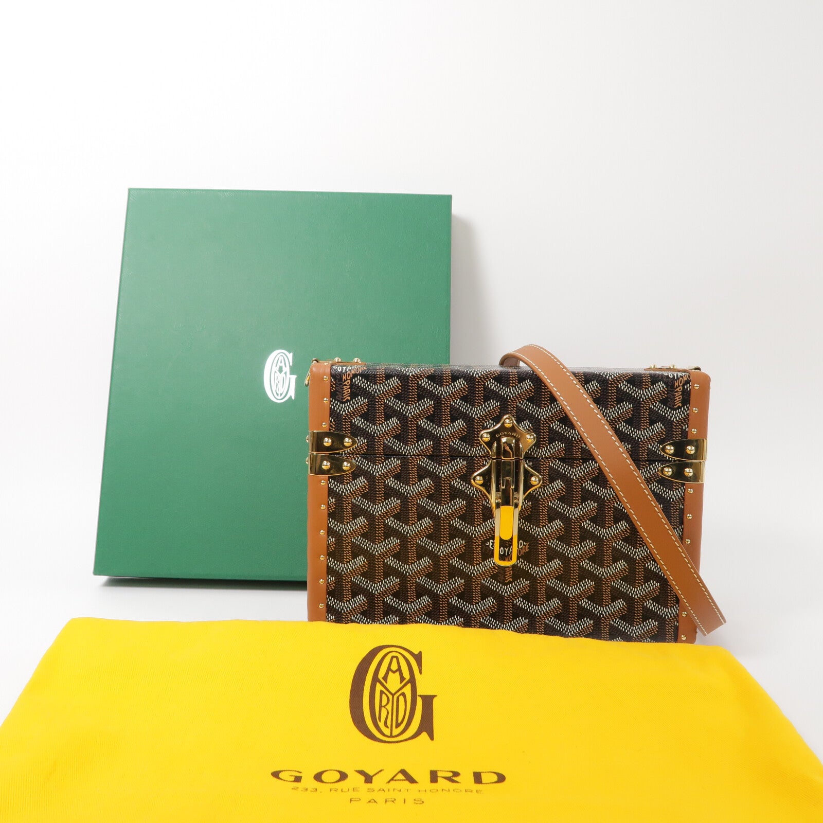 GOYARD 塗層帆布/牛皮皮革Sac Malle Cassette PM肩背袋