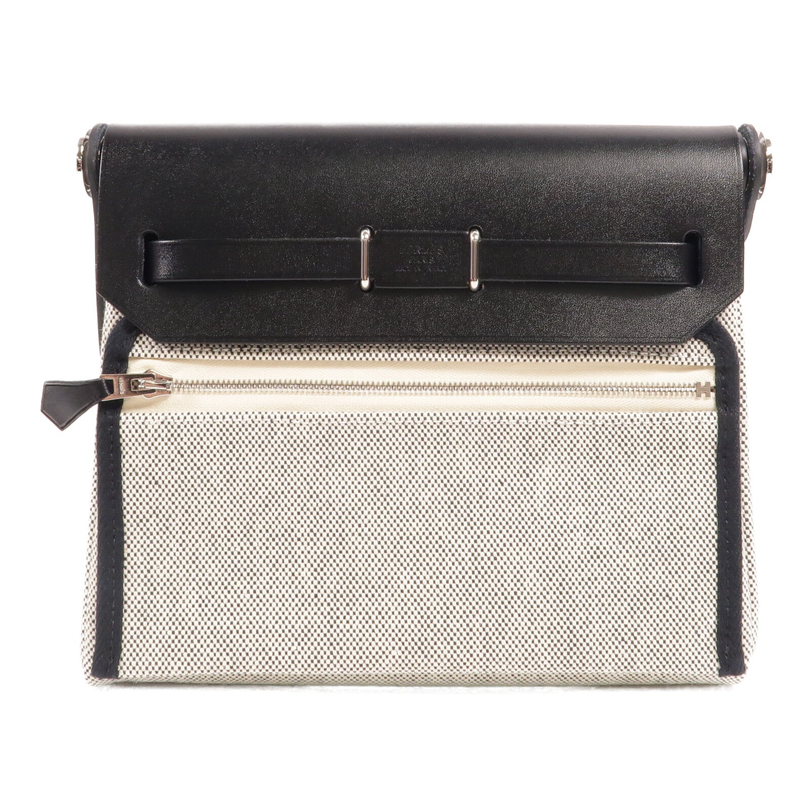 HERMES 帆布/皮革Mini Herbag肩背袋Noir