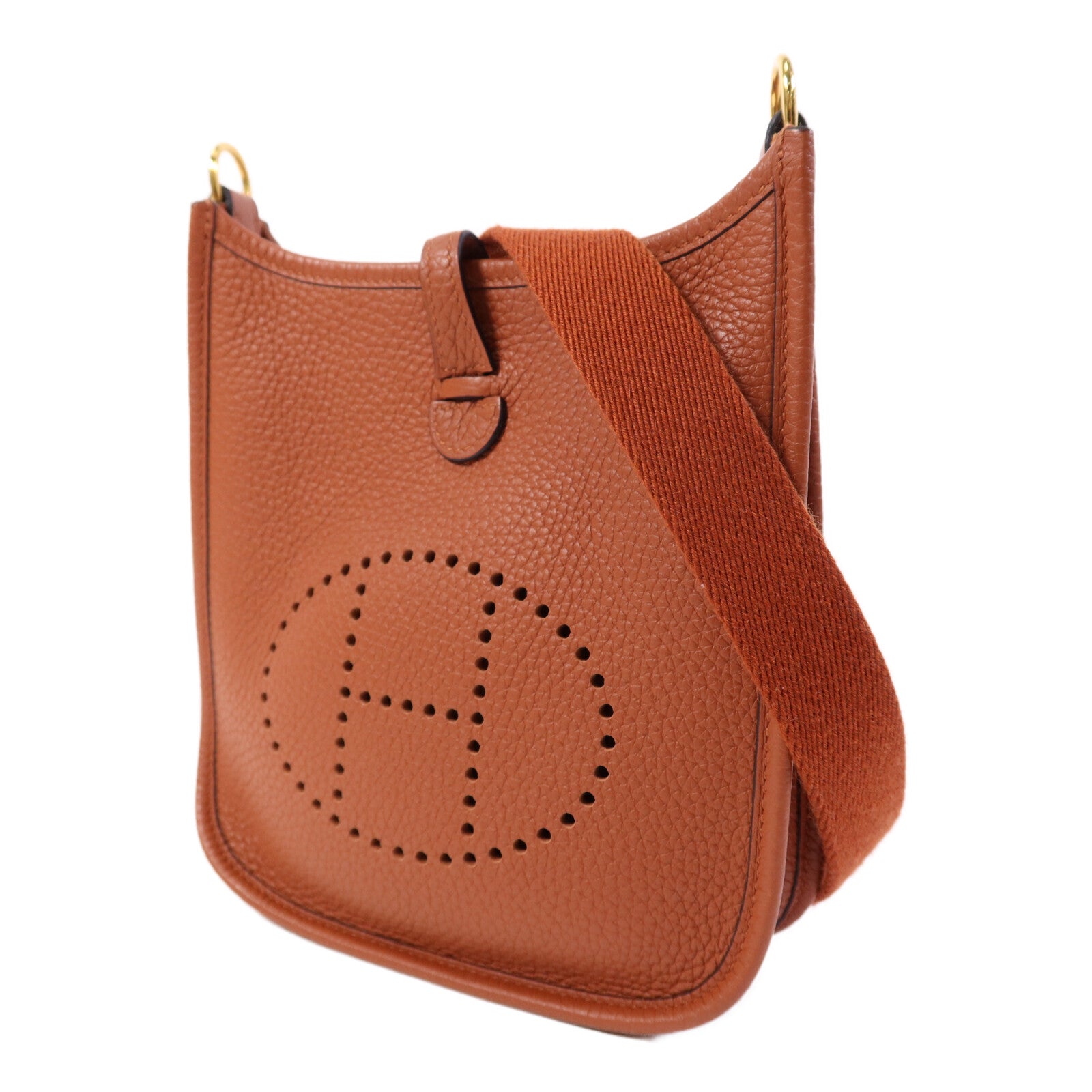 HERMES Clemence皮革Evelyne TPM金扣肩背袋Cuivre