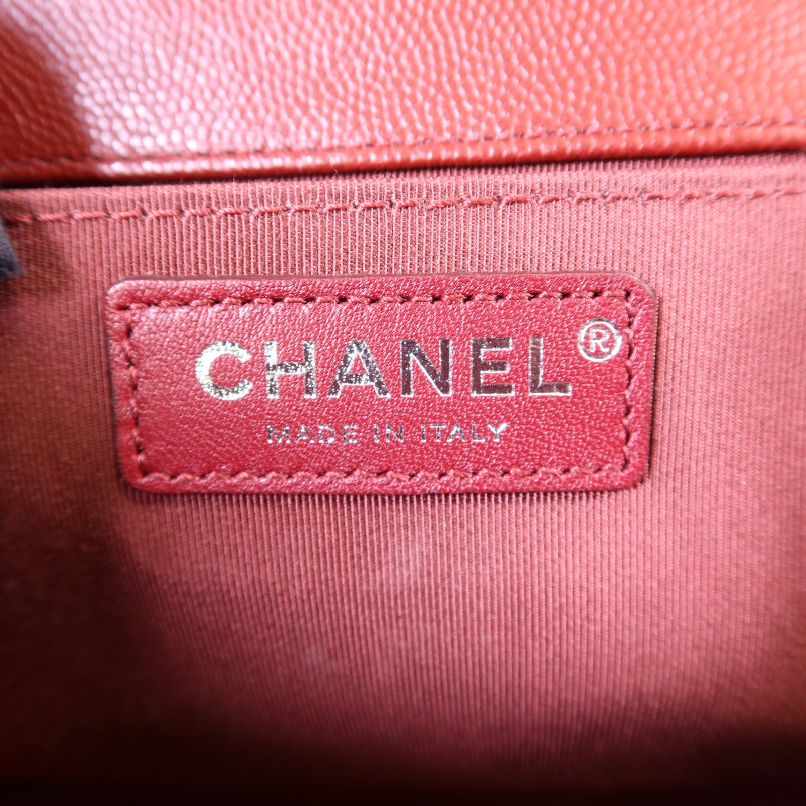 CHANEL 牛皮皮革Boy 25銀扣鏈帶肩背袋