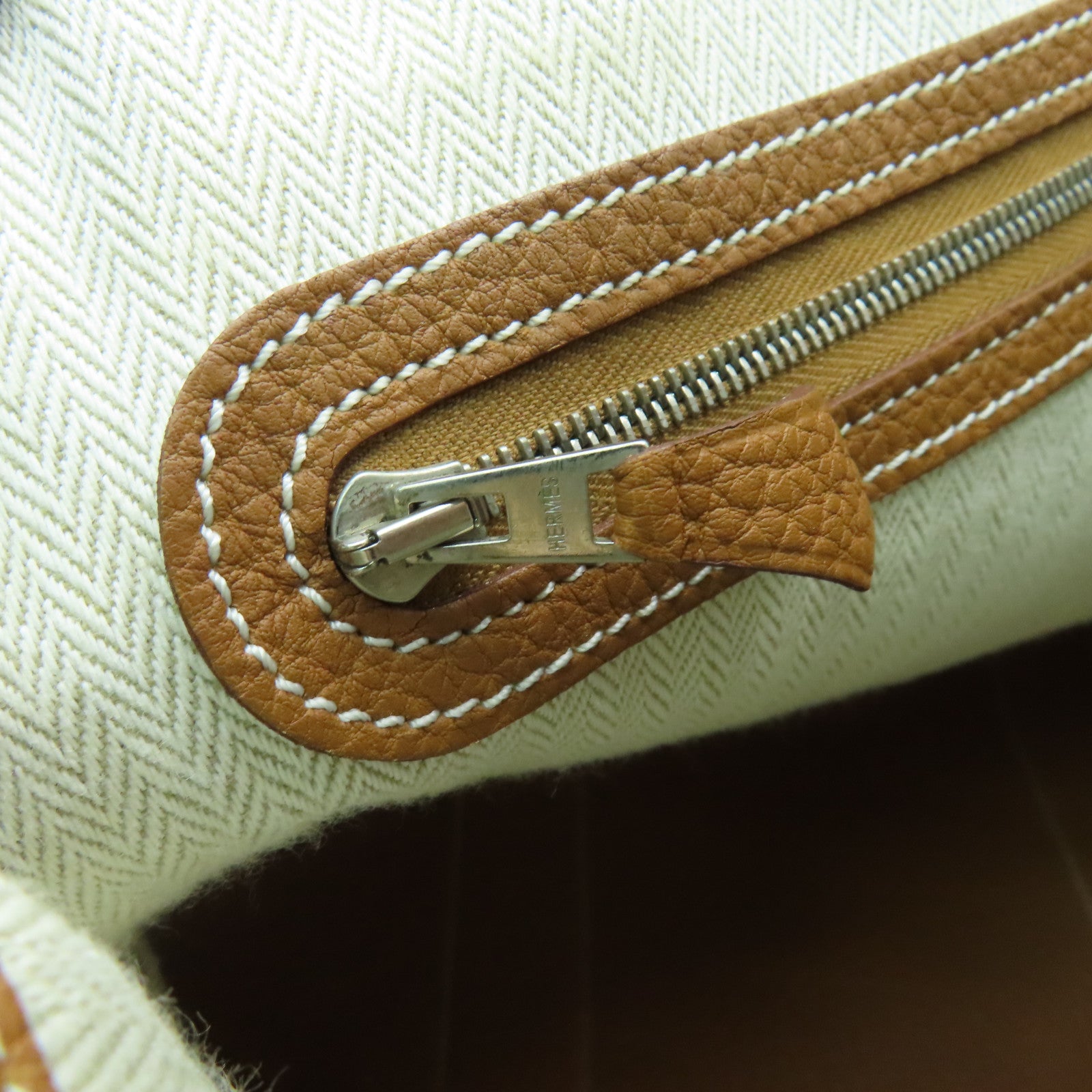 HERMES 【激減優惠】Clemence皮革Garden Party PM銀扣手挽袋啡色