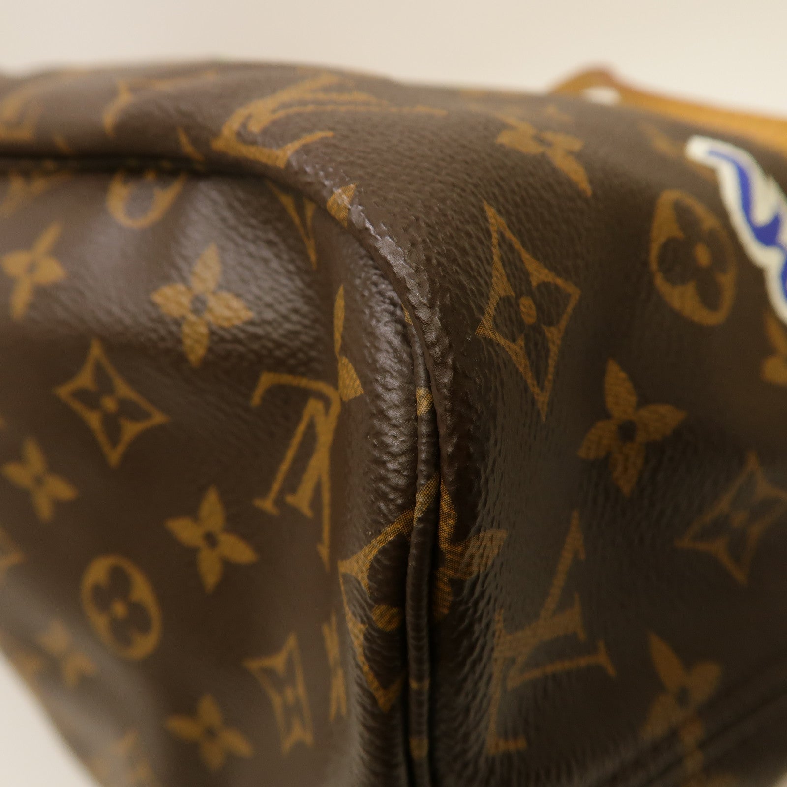 LOUIS VUITTON Monogram Patches Neverfull MM金扣手挽袋啡色