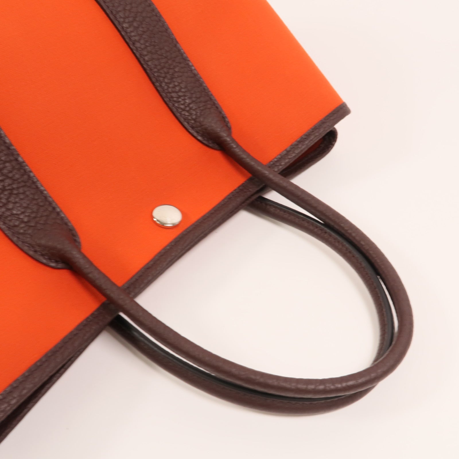 HERMES 帆布Garden Party TPM銀扣手挽袋Cuivre