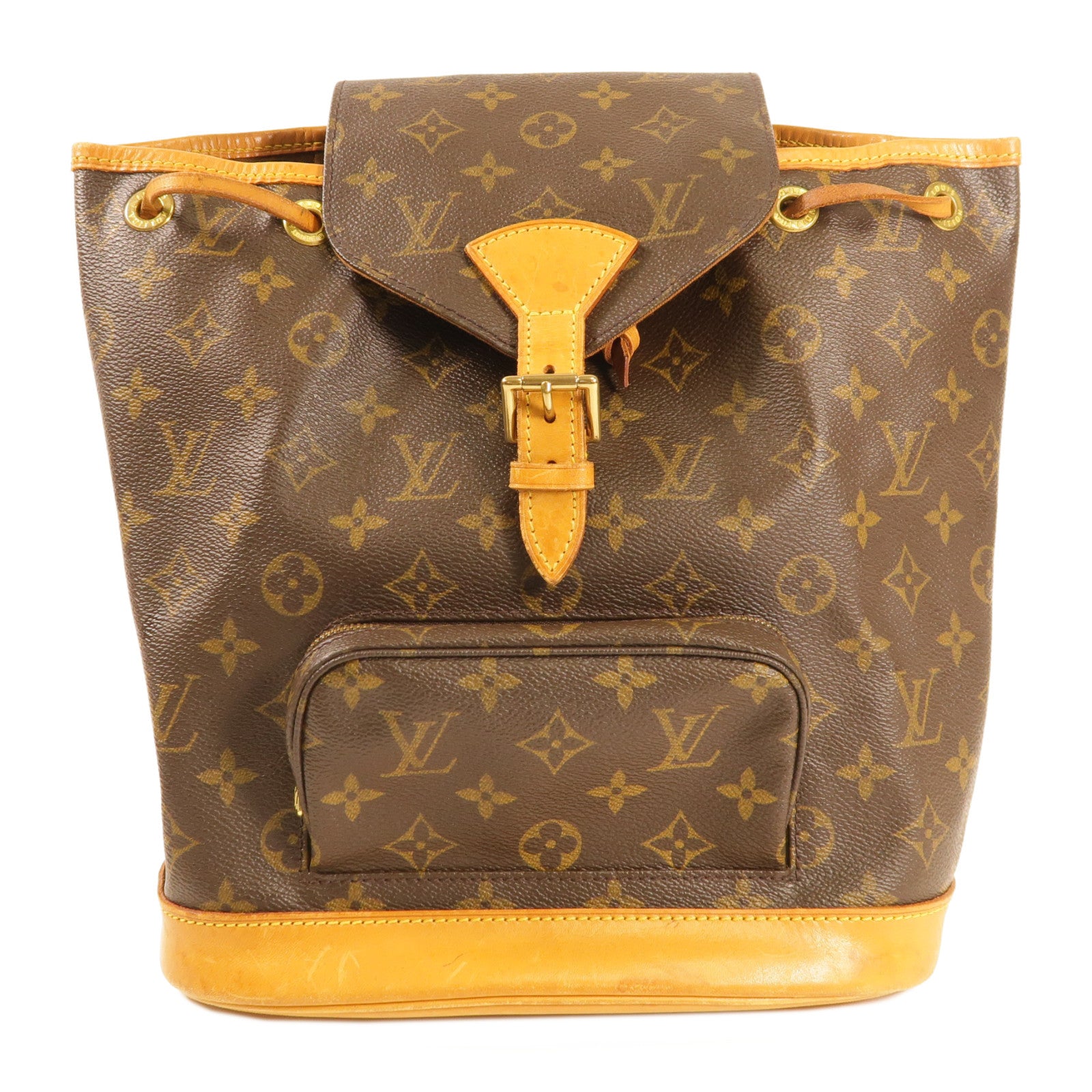 LOUIS VUITTON Monogram Montsouris MM金扣背包啡色