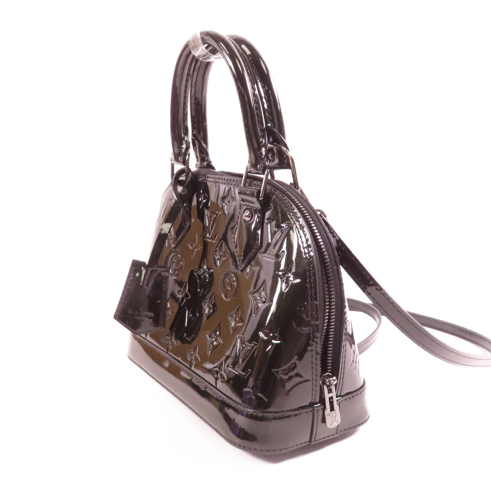 LOUIS VUITTON Monogram Vernis Alma BB銀扣手挽肩背兩用袋