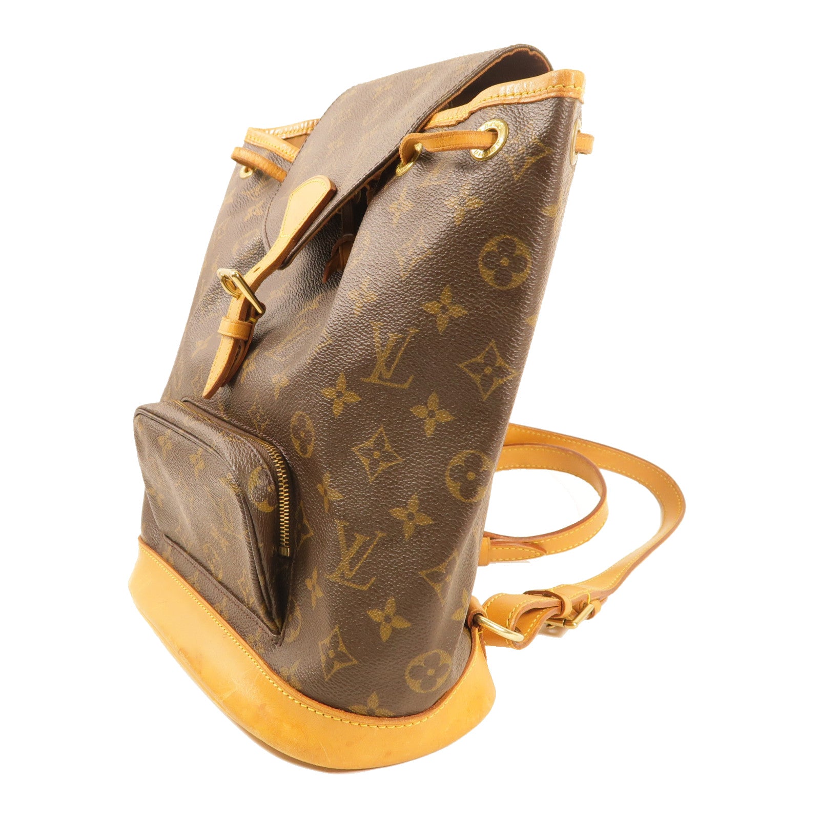 LOUIS VUITTON Monogram Montsouris MM金扣背包啡色