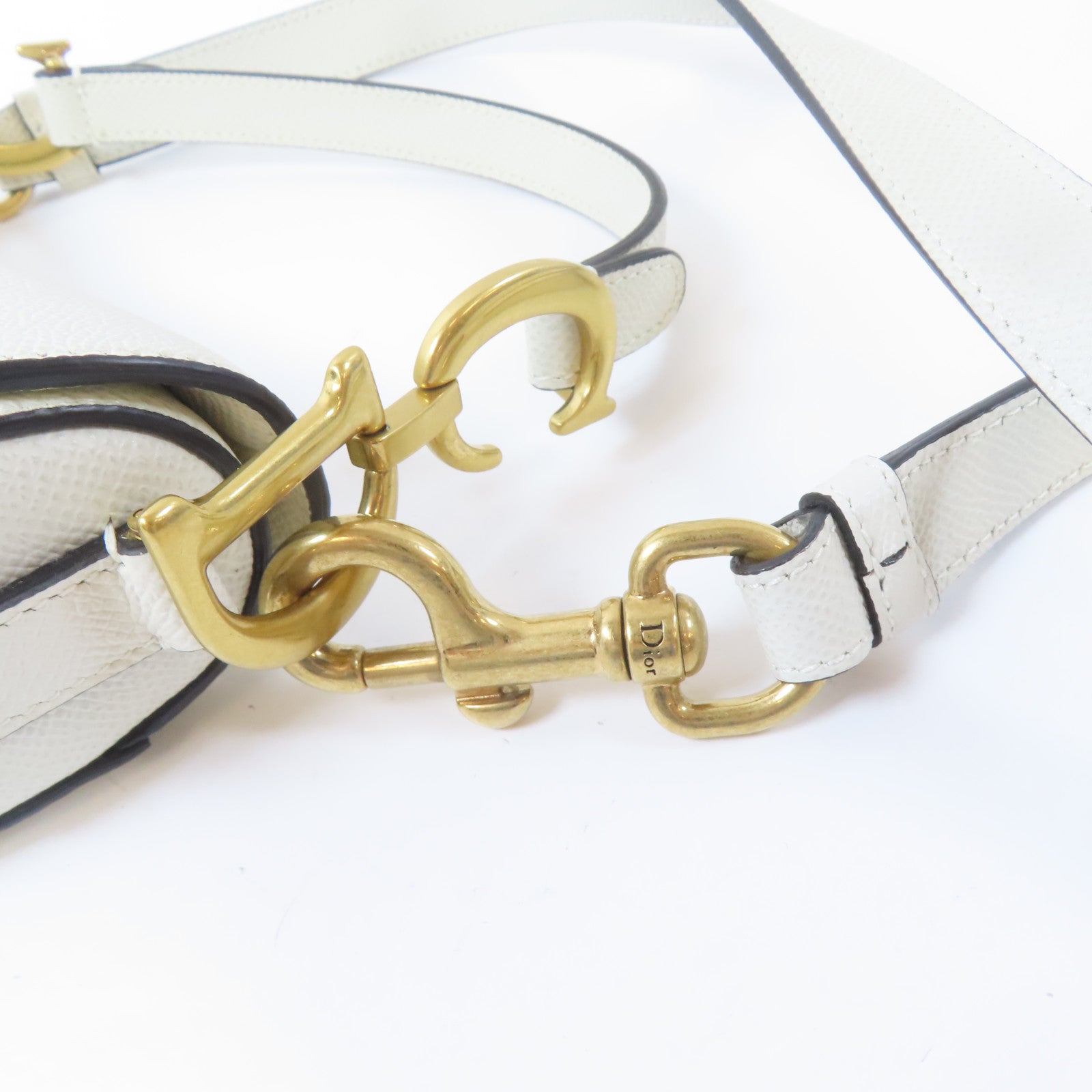Dior 【激減優惠】牛皮皮革Mini Saddle Bag金扣手挽肩背兩用袋白色