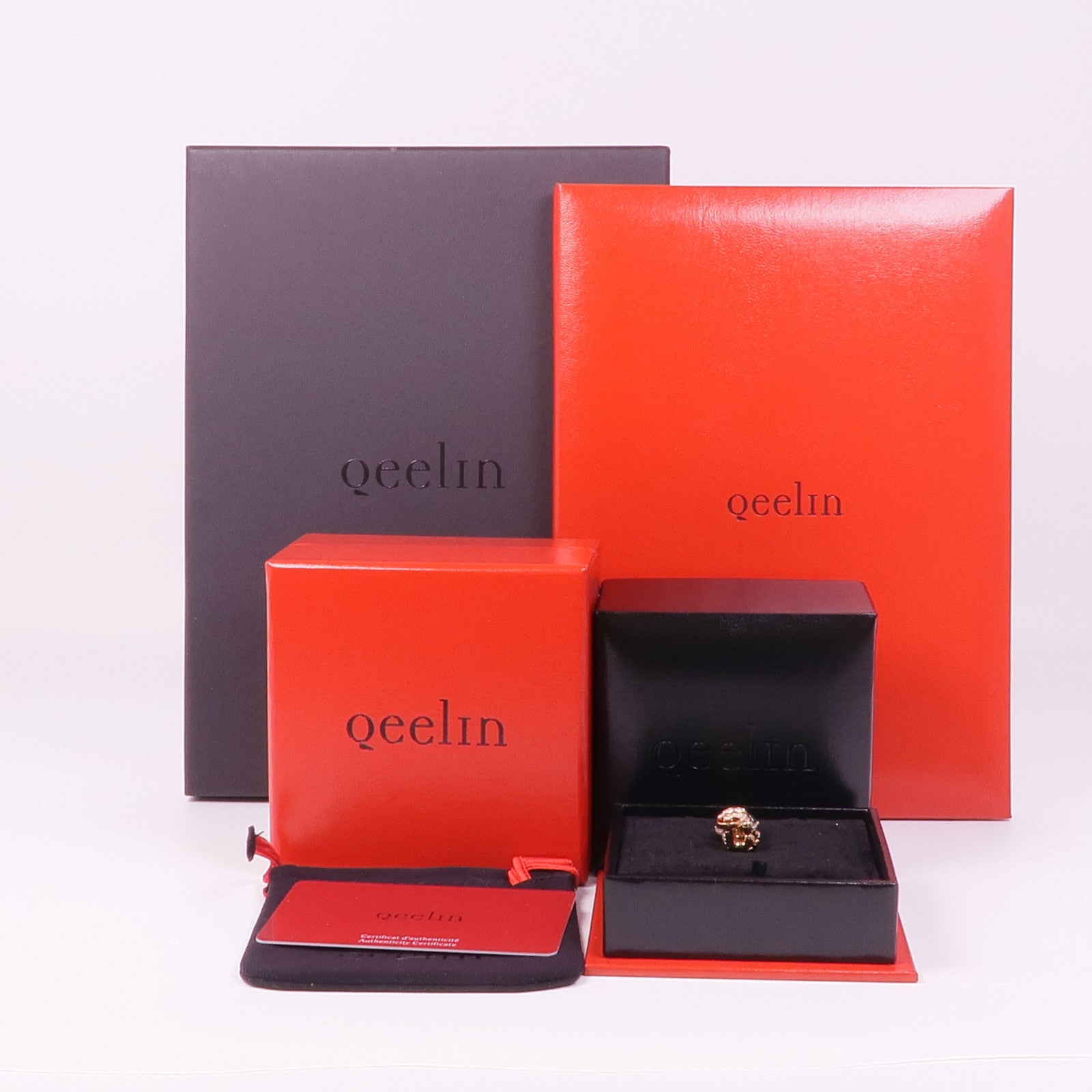 JEWELRY 18K玫瑰金Qeelin Medium Tiger Bobo Pendant紅瑪瑙/鑽石吊墜